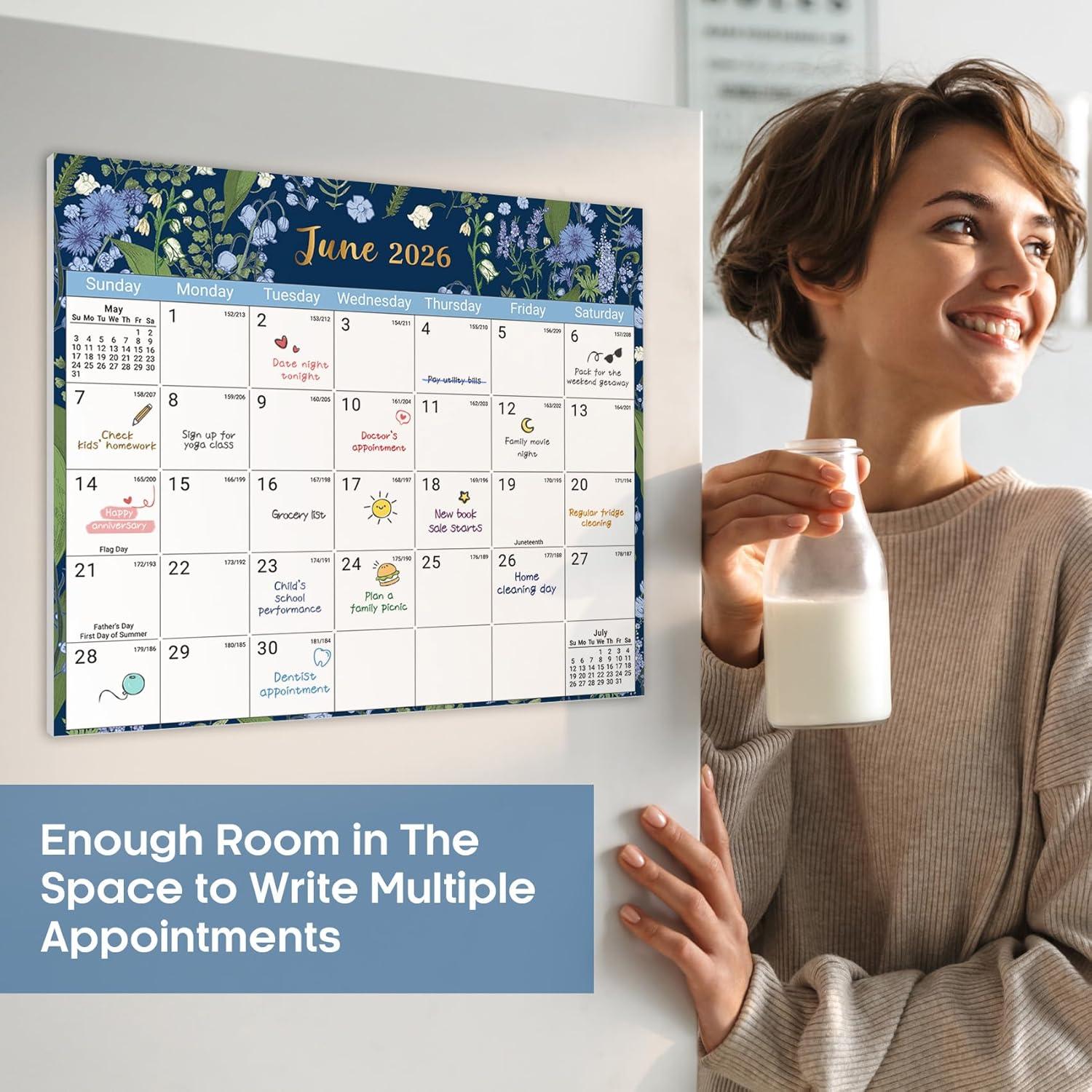 image:imageAesthetic 20262027 Magnetic Calendar for Refrigerator 21Month Fridge Calendar Magnet from April 2026 to December 2027 Greenery Design for Easy OrganizingeMidnight Garden