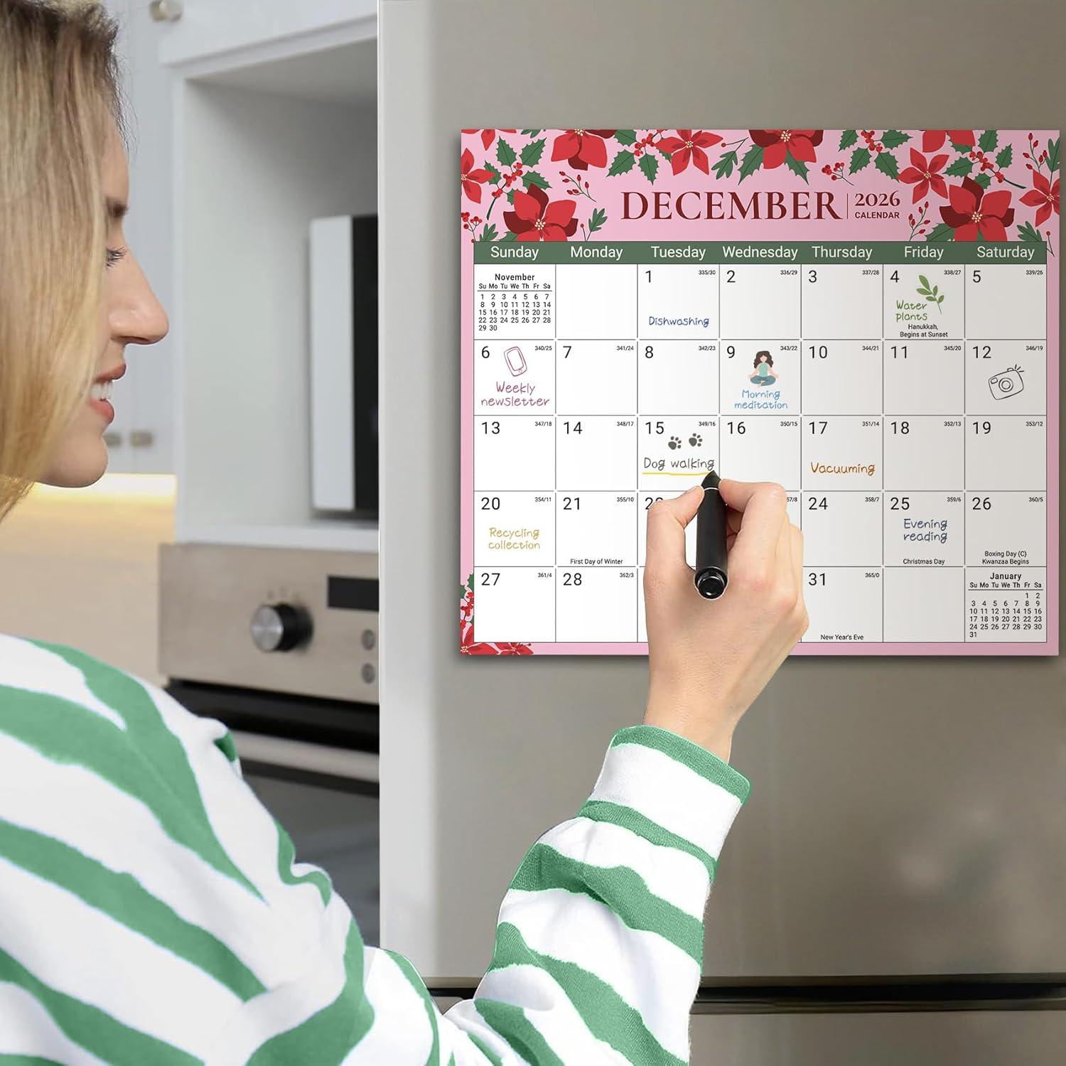 image:imageAesthetic 20262027 Magnetic Calendar for Refrigerator 21Month Fridge Calendar Magnet from April 2026 to December 2027 Greenery Design for Easy OrganizingbTwilight Petals