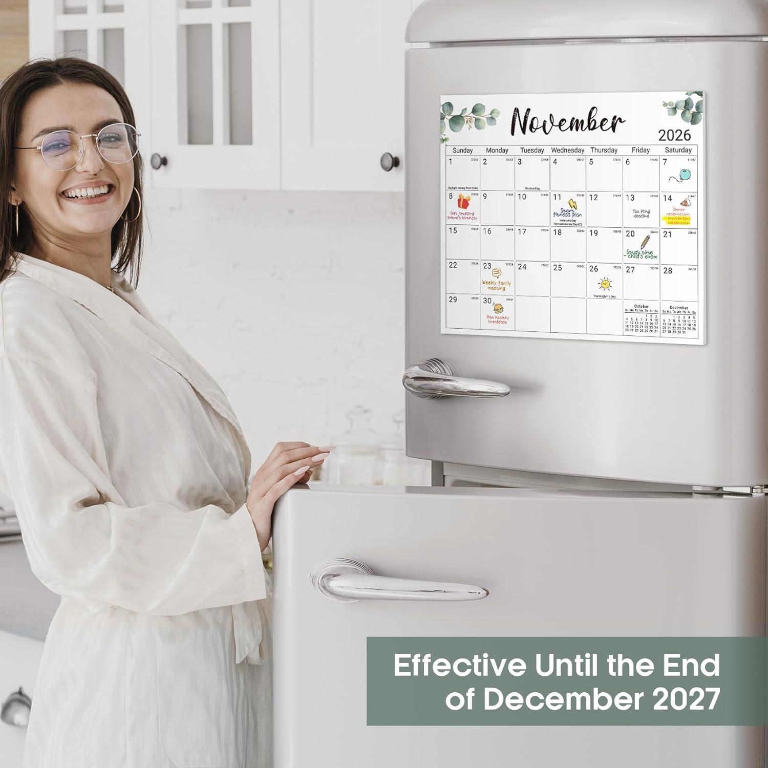 image:imageAesthetic 20262027 Magnetic Calendar for Refrigerator 21Month Fridge Calendar Magnet from April 2026 to December 2027 Greenery Design for Easy OrganizingaNature