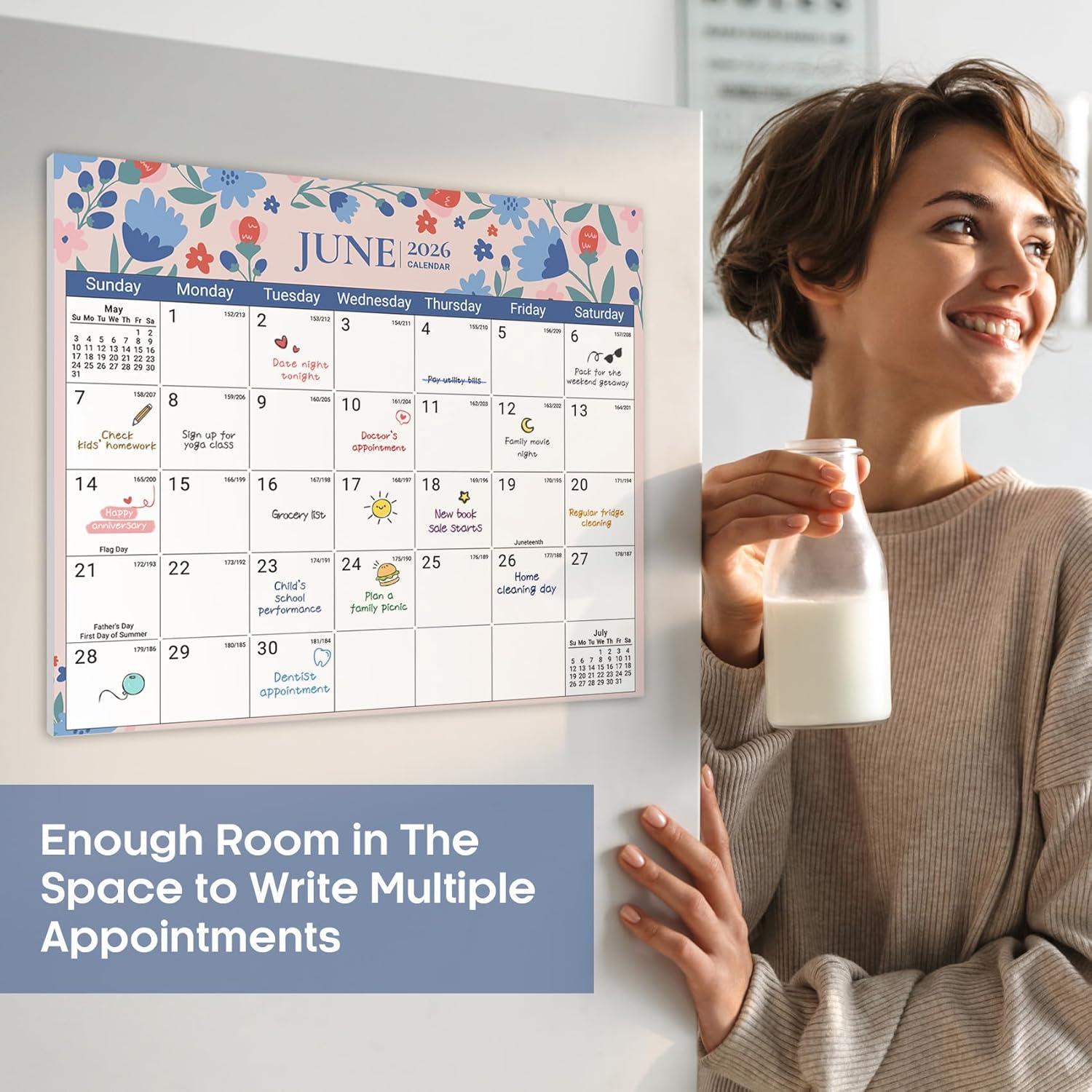 image:imageAesthetic 20262027 Magnetic Calendar for Refrigerator 21Month Fridge Calendar Magnet from April 2026 to December 2027 Greenery Design for Easy OrganizingbTwilight Petals