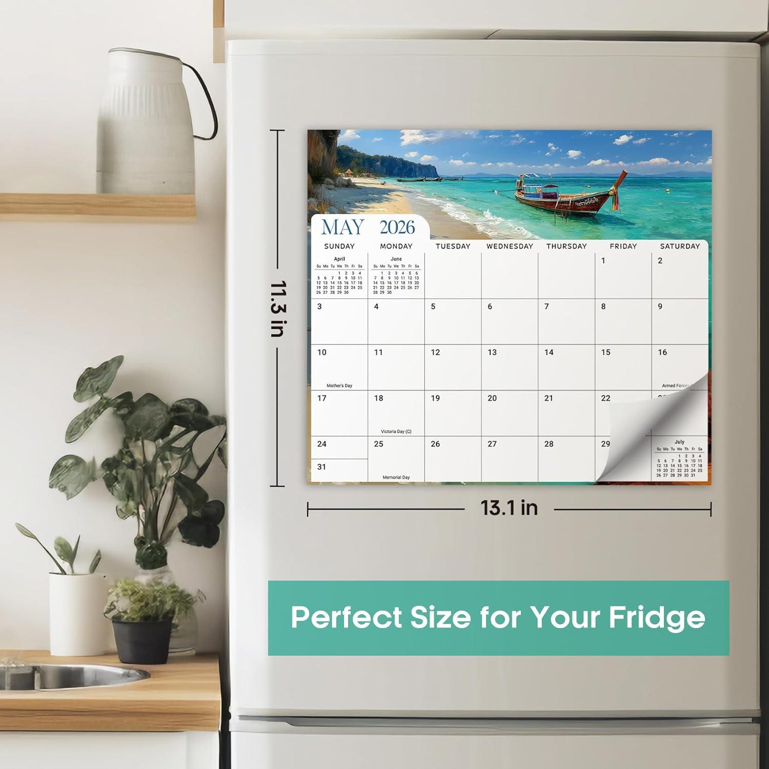 image:imageAesthetic 20262027 Magnetic Calendar for Refrigerator 21Month Fridge Calendar Magnet from April 2026 to December 2027 Greenery Design for Easy OrganizingdGlobal Attractions
