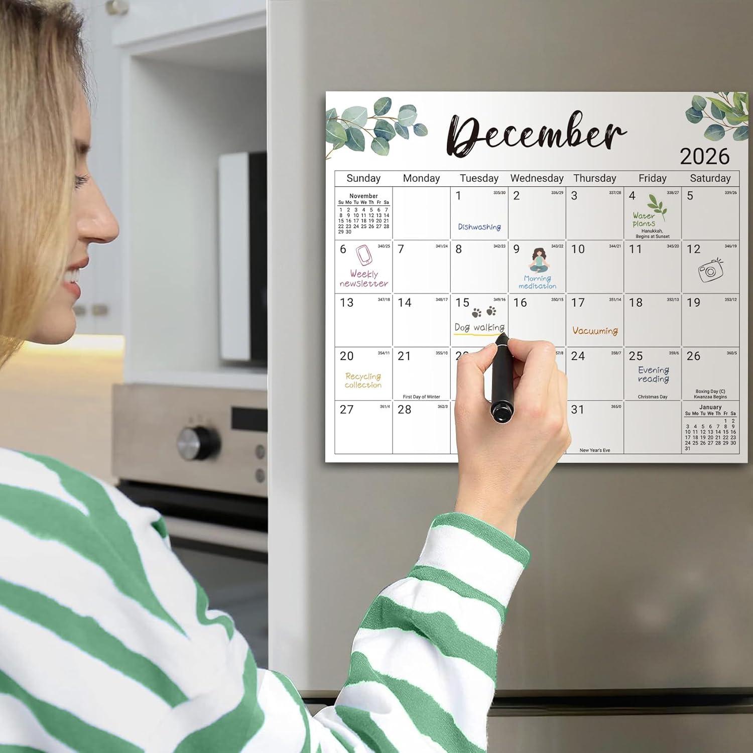 image:imageAesthetic 20262027 Magnetic Calendar for Refrigerator 21Month Fridge Calendar Magnet from April 2026 to December 2027 Greenery Design for Easy OrganizingaNature