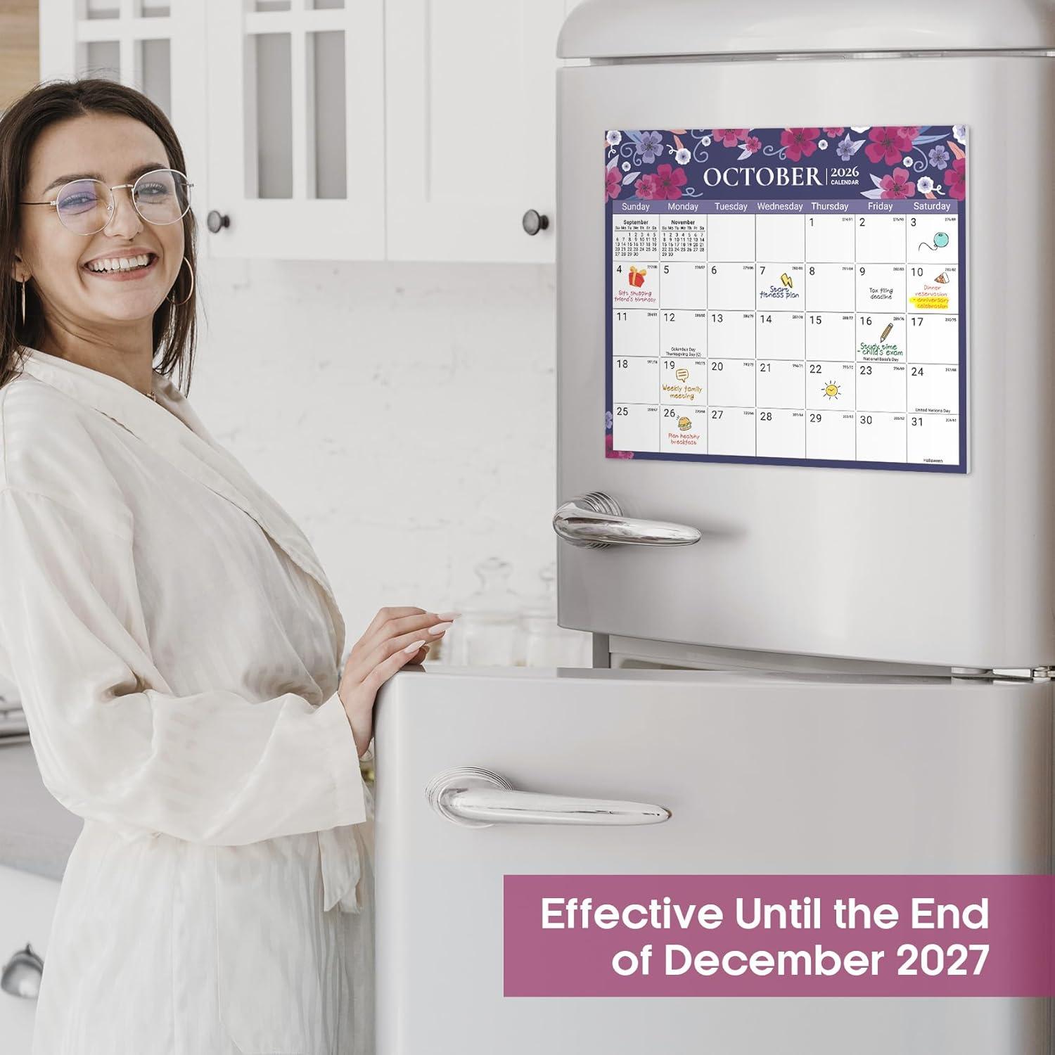 image:imageAesthetic 20262027 Magnetic Calendar for Refrigerator 21Month Fridge Calendar Magnet from April 2026 to December 2027 Greenery Design for Easy OrganizingbTwilight Petals