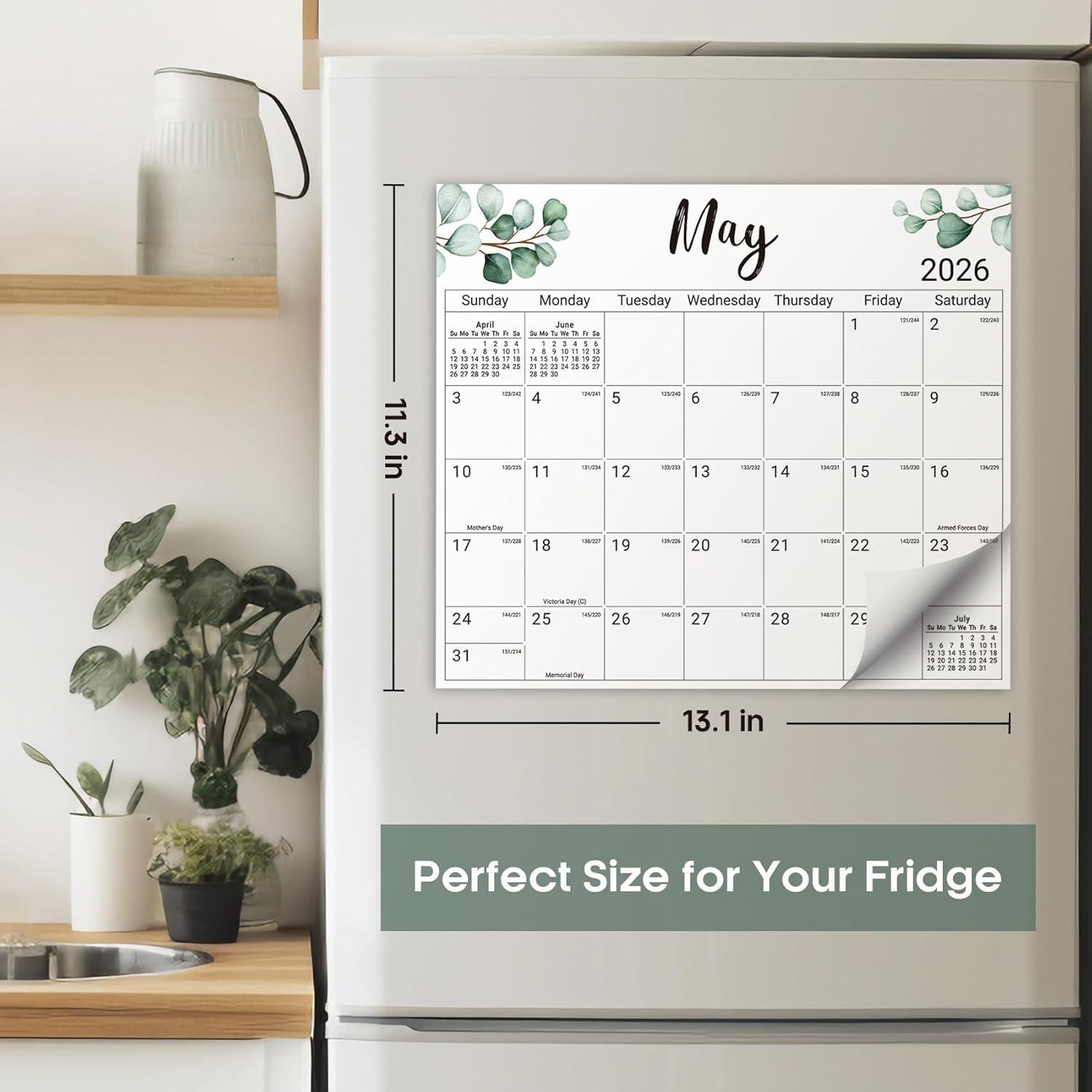image:imageAesthetic 20262027 Magnetic Calendar for Refrigerator 21Month Fridge Calendar Magnet from April 2026 to December 2027 Greenery Design for Easy OrganizingaNature