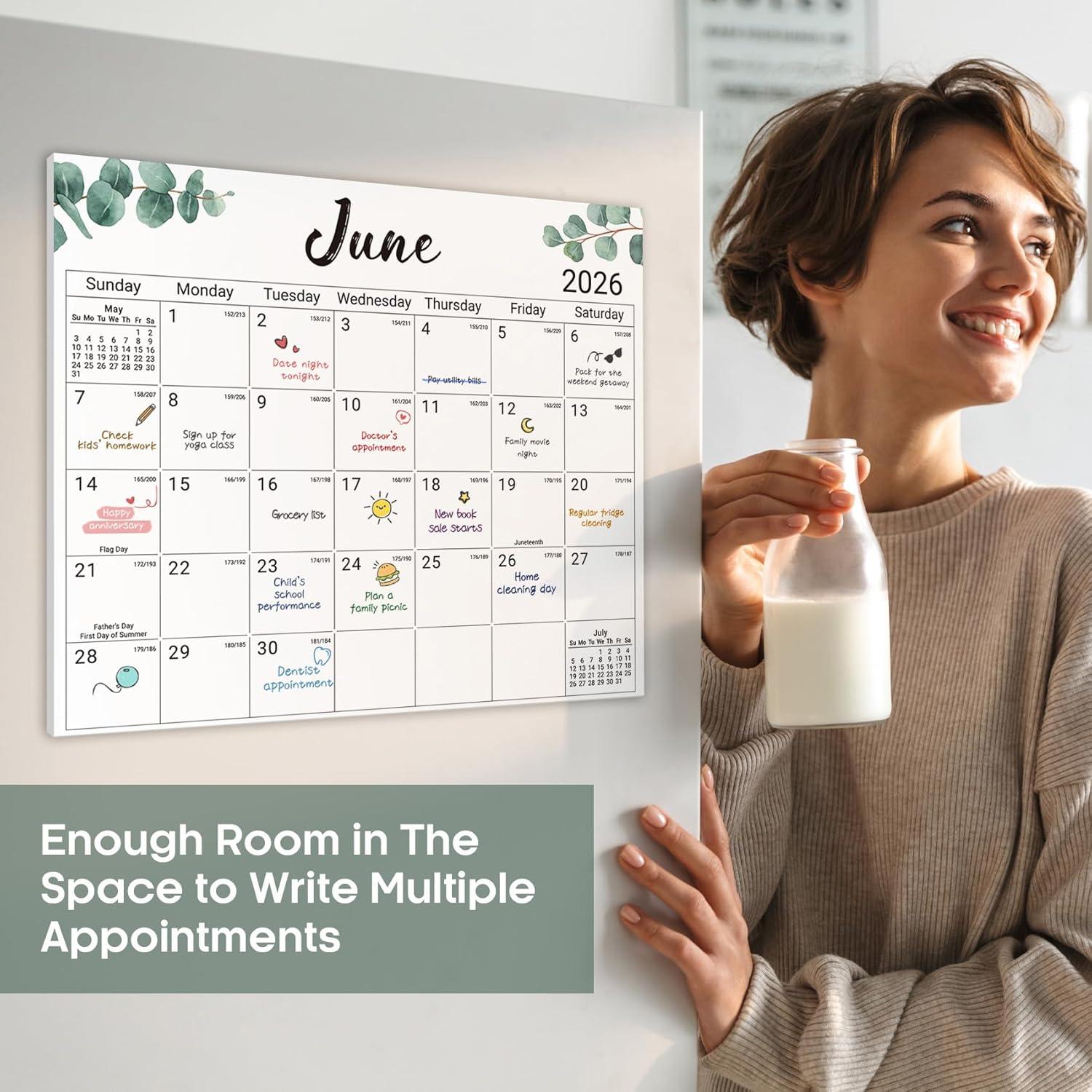image:imageAesthetic 20262027 Magnetic Calendar for Refrigerator 21Month Fridge Calendar Magnet from April 2026 to December 2027 Greenery Design for Easy OrganizingaNature