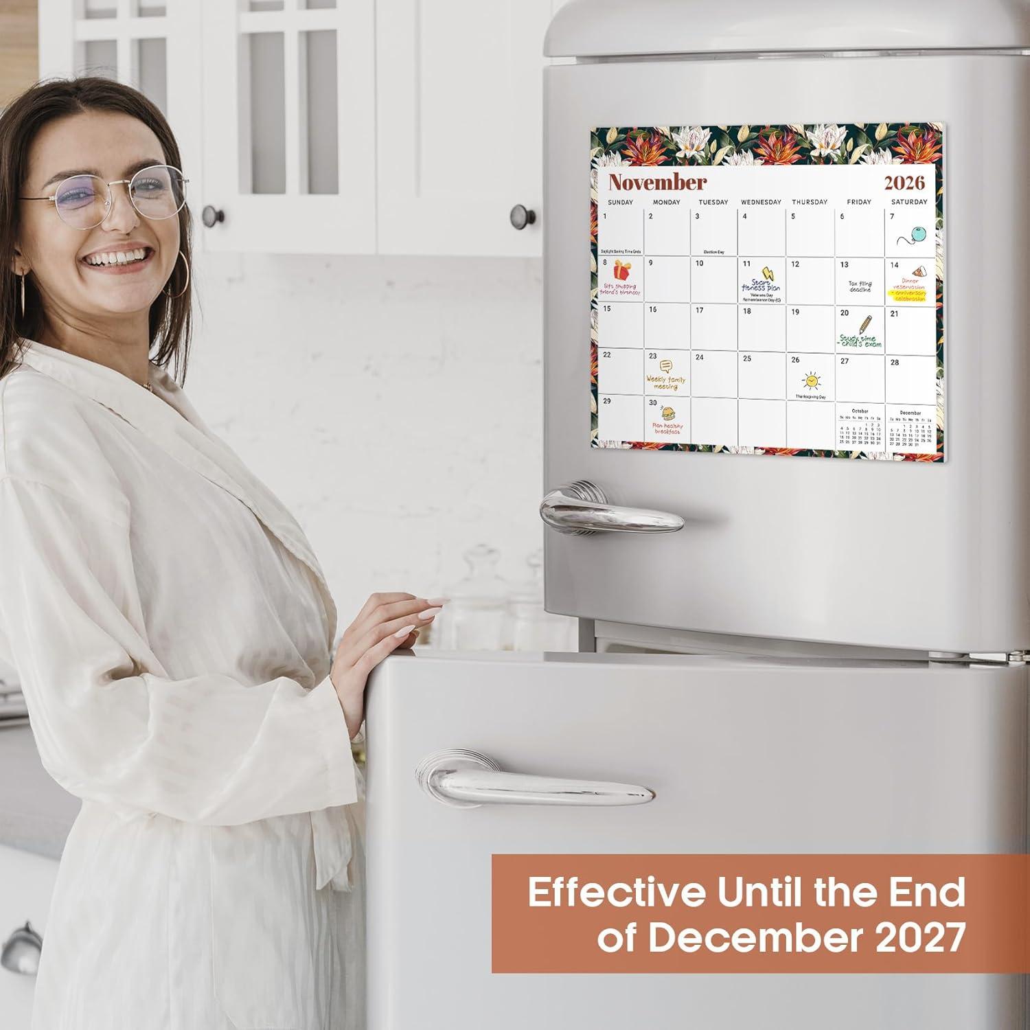 image:imageAesthetic 20262027 Magnetic Calendar for Refrigerator 21Month Fridge Calendar Magnet from April 2026 to December 2027 Greenery Design for Easy OrganizingcFloral Luxe