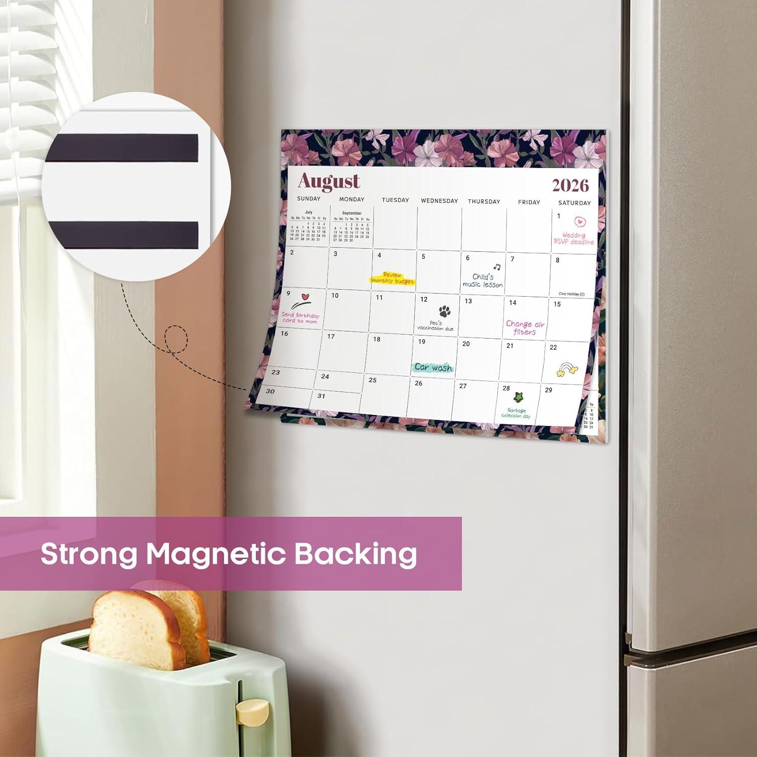 image:imageAesthetic 20262027 Magnetic Calendar for Refrigerator 21Month Fridge Calendar Magnet from April 2026 to December 2027 Greenery Design for Easy OrganizingcFloral Luxe