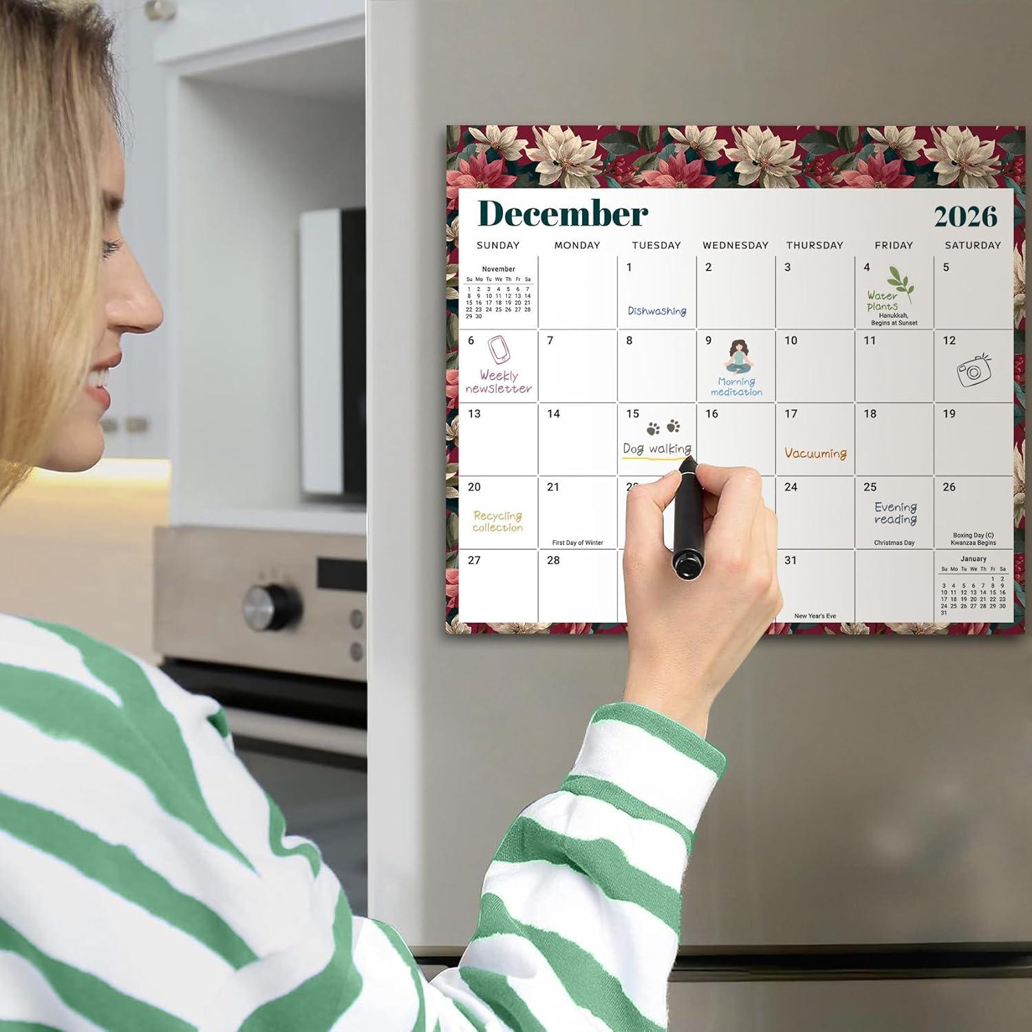 image:imageAesthetic 20262027 Magnetic Calendar for Refrigerator 21Month Fridge Calendar Magnet from April 2026 to December 2027 Greenery Design for Easy OrganizingcFloral Luxe