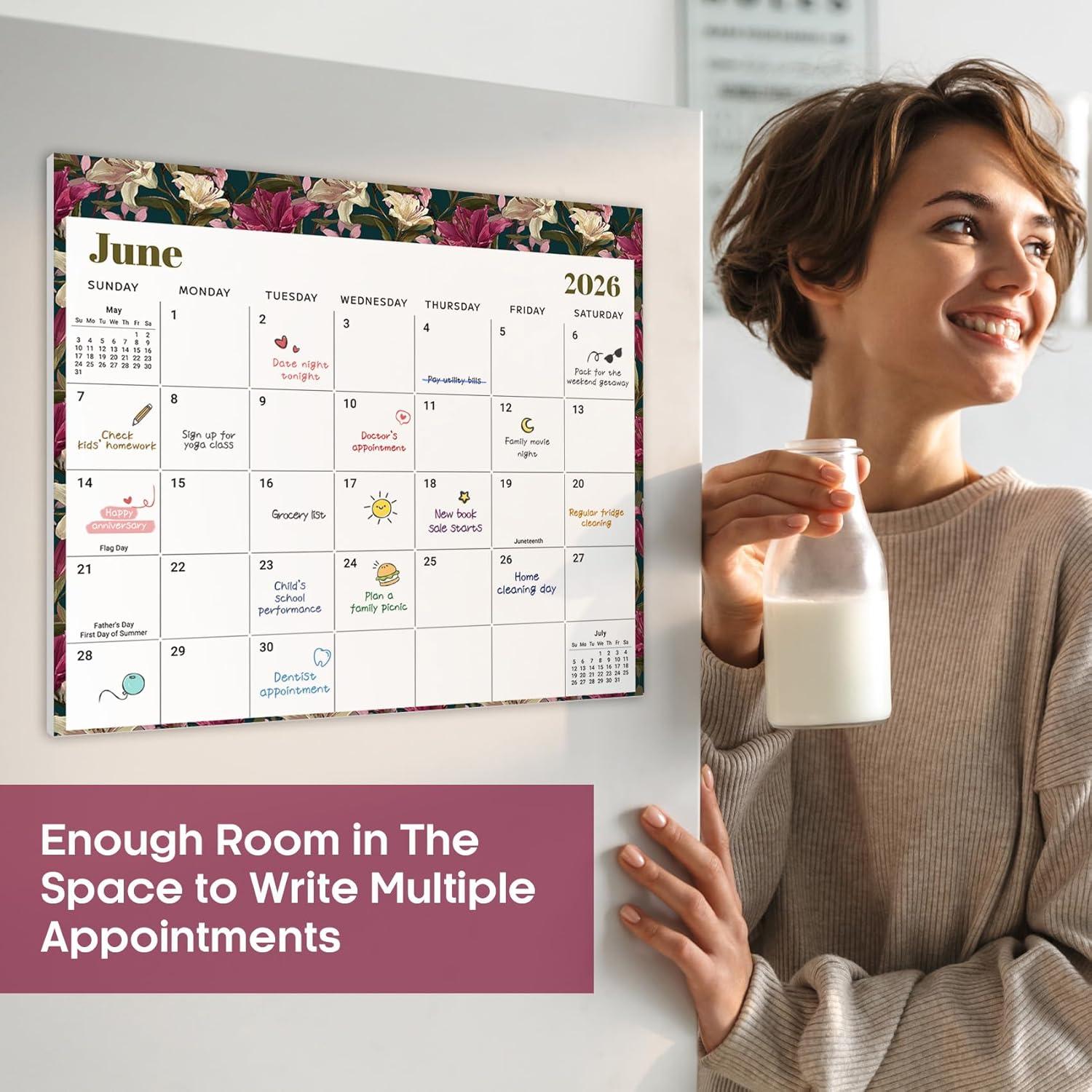 image:imageAesthetic 20262027 Magnetic Calendar for Refrigerator 21Month Fridge Calendar Magnet from April 2026 to December 2027 Greenery Design for Easy OrganizingcFloral Luxe