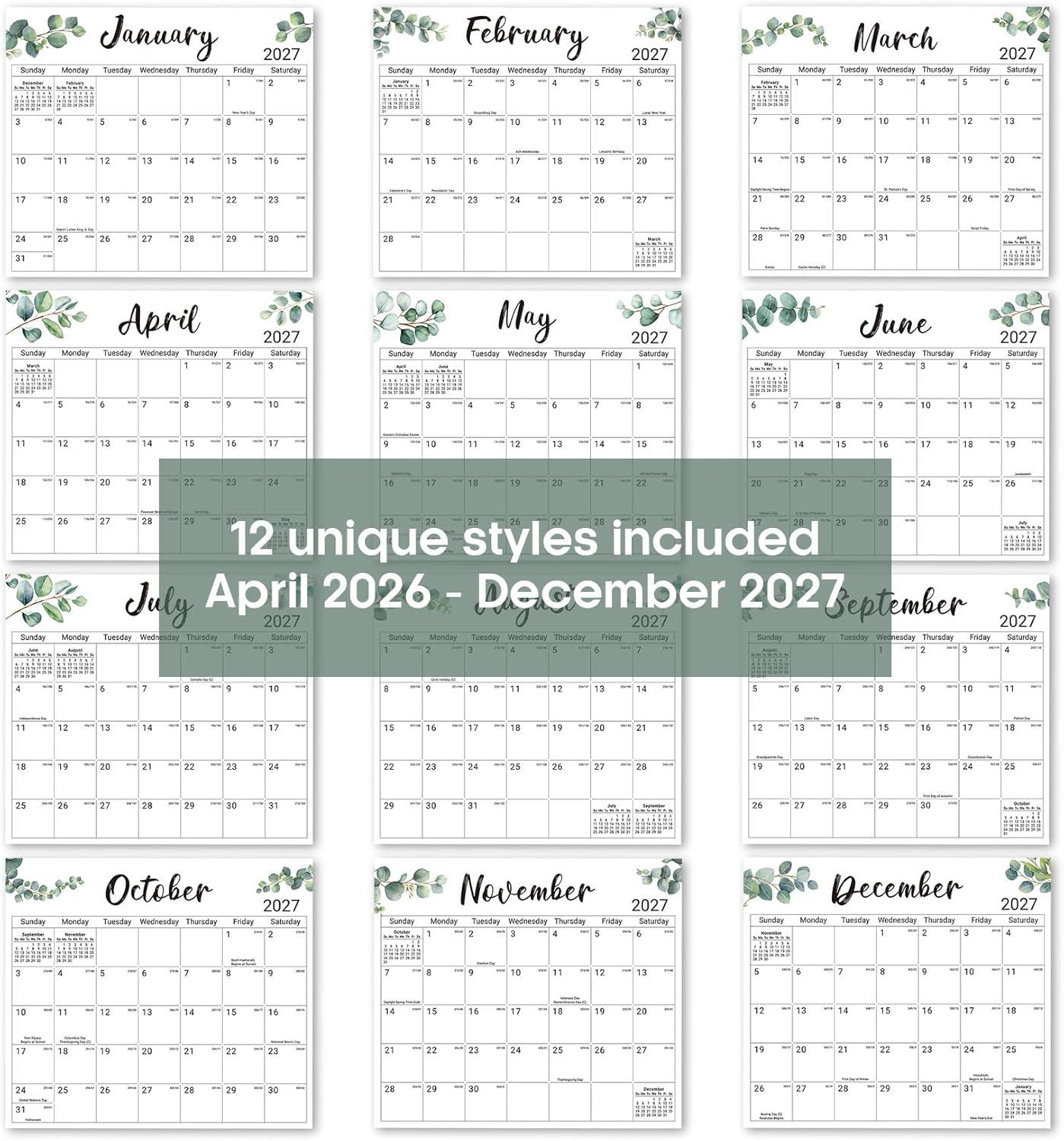 image:imageAesthetic 20262027 Magnetic Calendar for Refrigerator 21Month Fridge Calendar Magnet from April 2026 to December 2027 Greenery Design for Easy OrganizingaNature