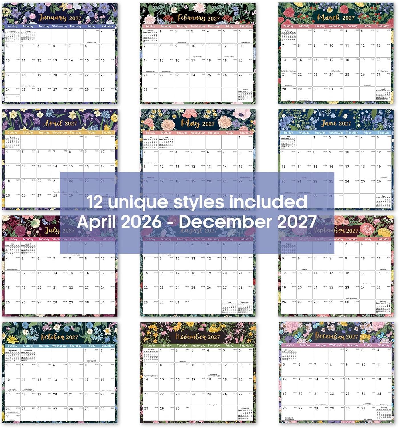 image:imageAesthetic 20262027 Magnetic Calendar for Refrigerator 21Month Fridge Calendar Magnet from April 2026 to December 2027 Greenery Design for Easy OrganizingeMidnight Garden