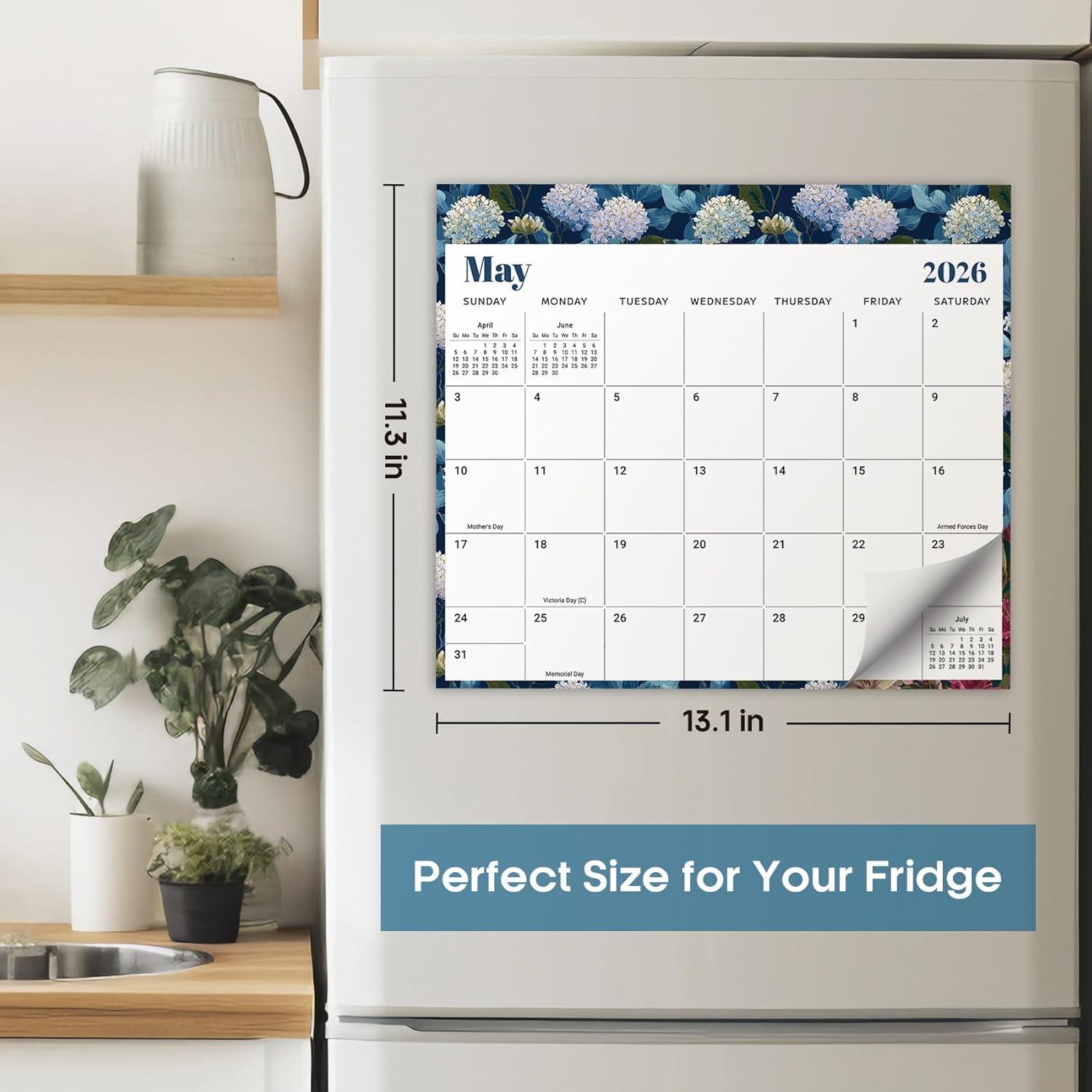 image:imageAesthetic 20262027 Magnetic Calendar for Refrigerator 21Month Fridge Calendar Magnet from April 2026 to December 2027 Greenery Design for Easy OrganizingcFloral Luxe
