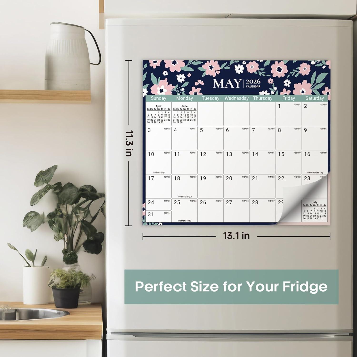 image:imageAesthetic 20262027 Magnetic Calendar for Refrigerator 21Month Fridge Calendar Magnet from April 2026 to December 2027 Greenery Design for Easy OrganizingbTwilight Petals