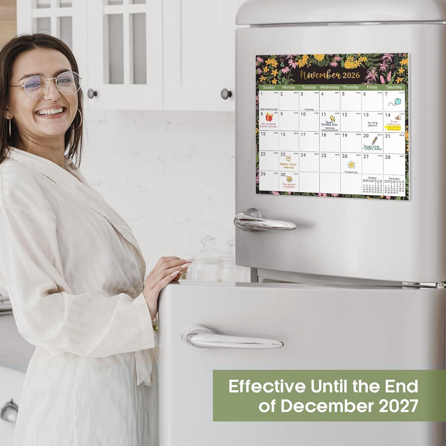 image:imageAesthetic 20262027 Magnetic Calendar for Refrigerator 21Month Fridge Calendar Magnet from April 2026 to December 2027 Greenery Design for Easy OrganizingeMidnight Garden