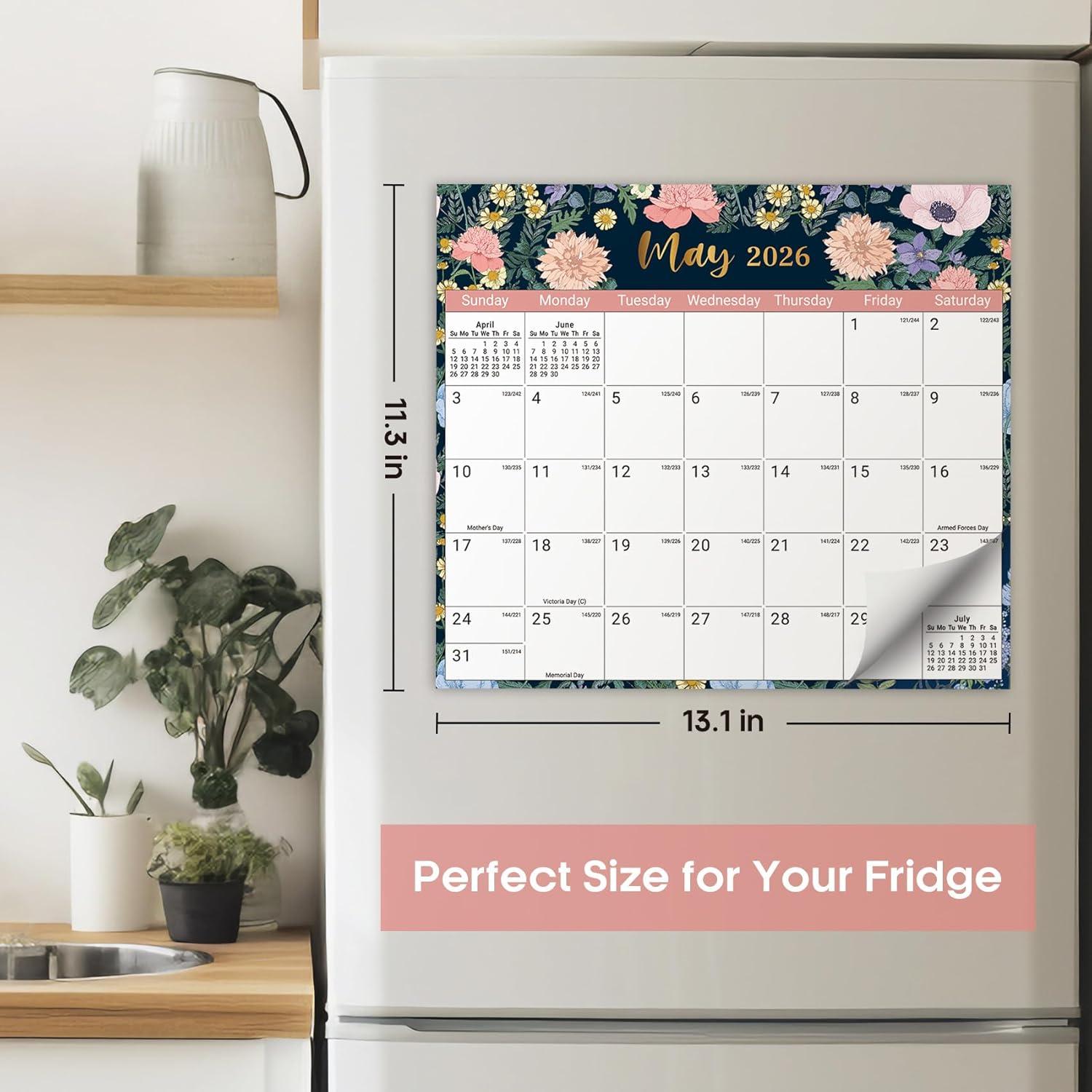 image:imageAesthetic 20262027 Magnetic Calendar for Refrigerator 21Month Fridge Calendar Magnet from April 2026 to December 2027 Greenery Design for Easy OrganizingeMidnight Garden