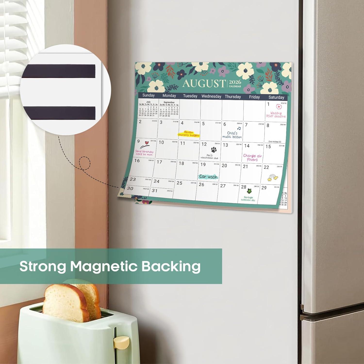 image:imageAesthetic 20262027 Magnetic Calendar for Refrigerator 21Month Fridge Calendar Magnet from April 2026 to December 2027 Greenery Design for Easy OrganizingbTwilight Petals