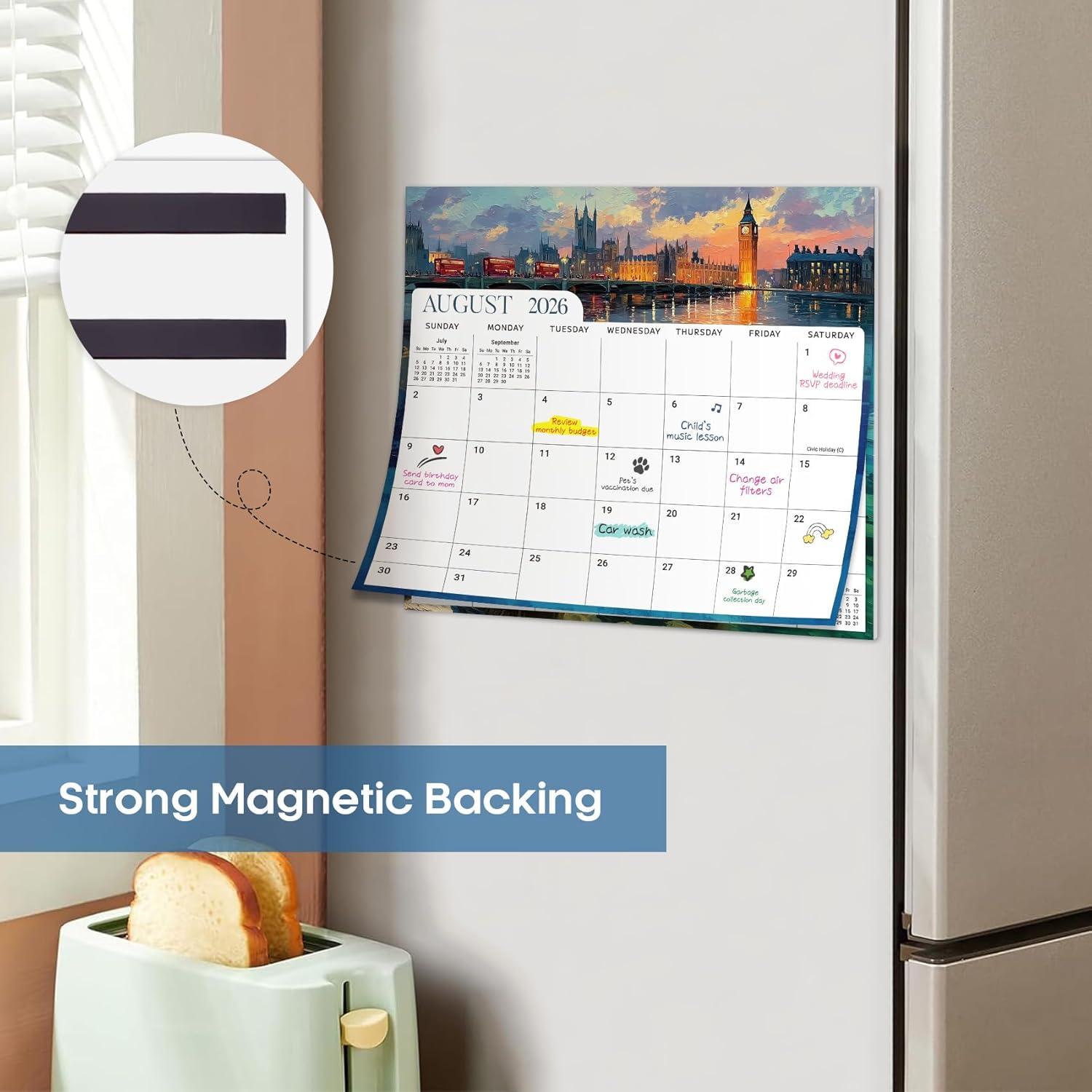 image:imageAesthetic 20262027 Magnetic Calendar for Refrigerator 21Month Fridge Calendar Magnet from April 2026 to December 2027 Greenery Design for Easy OrganizingdGlobal Attractions