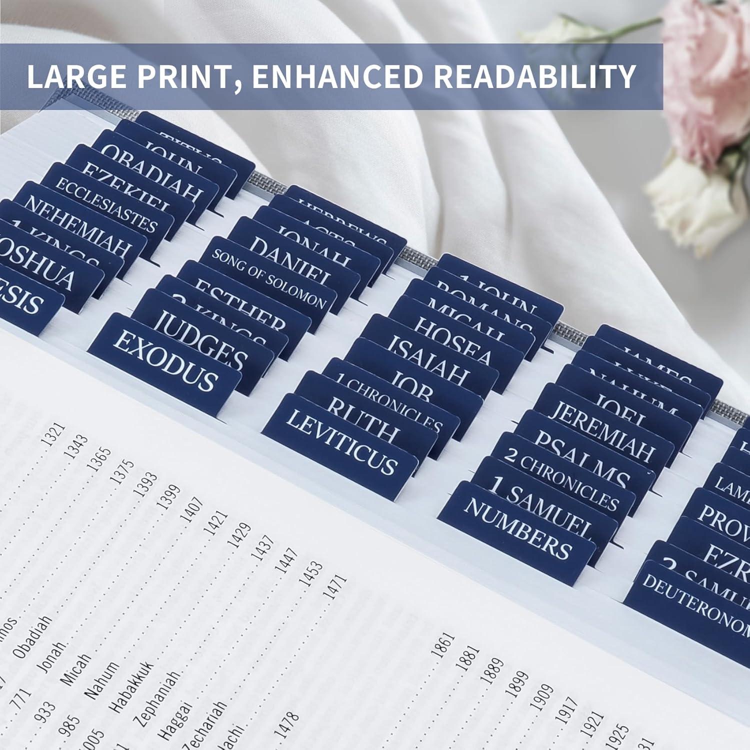 image:imageBible Tabs for Women amp Men Laminated Bible Tabs for Study Bible Large Print Neutral Bible Tabs for Easy Navigation Boho Theme Bible Index TabsJnavy Blue