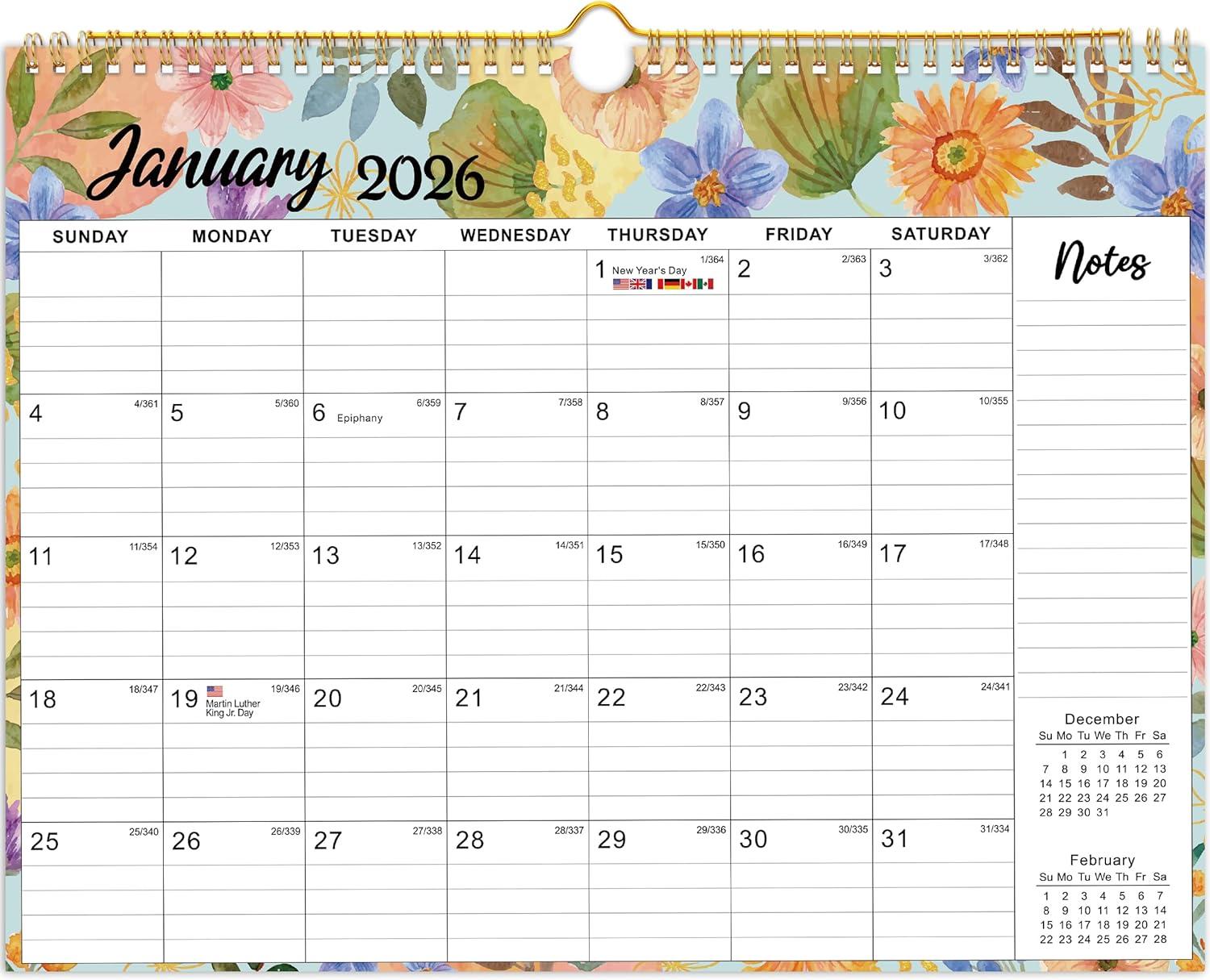 image:imageCalendar 20262027 18Month Wall Calendar from Jan 2026 to Jun 2027 115 x 147 Inch Spiral Hanging Monthly Calendar with TwinWire Botanic WhimsyABotanic Whimsy
