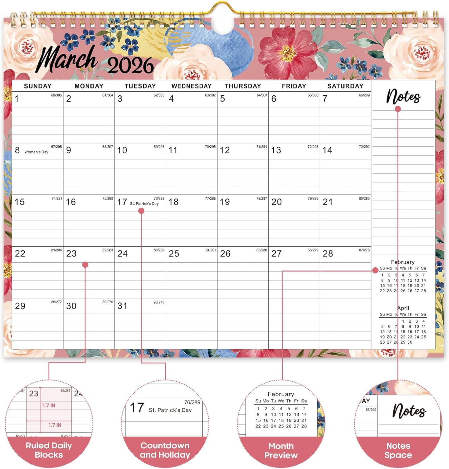 image:imageCalendar 20262027 18Month Wall Calendar from Jan 2026 to Jun 2027 115 x 147 Inch Spiral Hanging Monthly Calendar with TwinWire Botanic WhimsyABotanic Whimsy