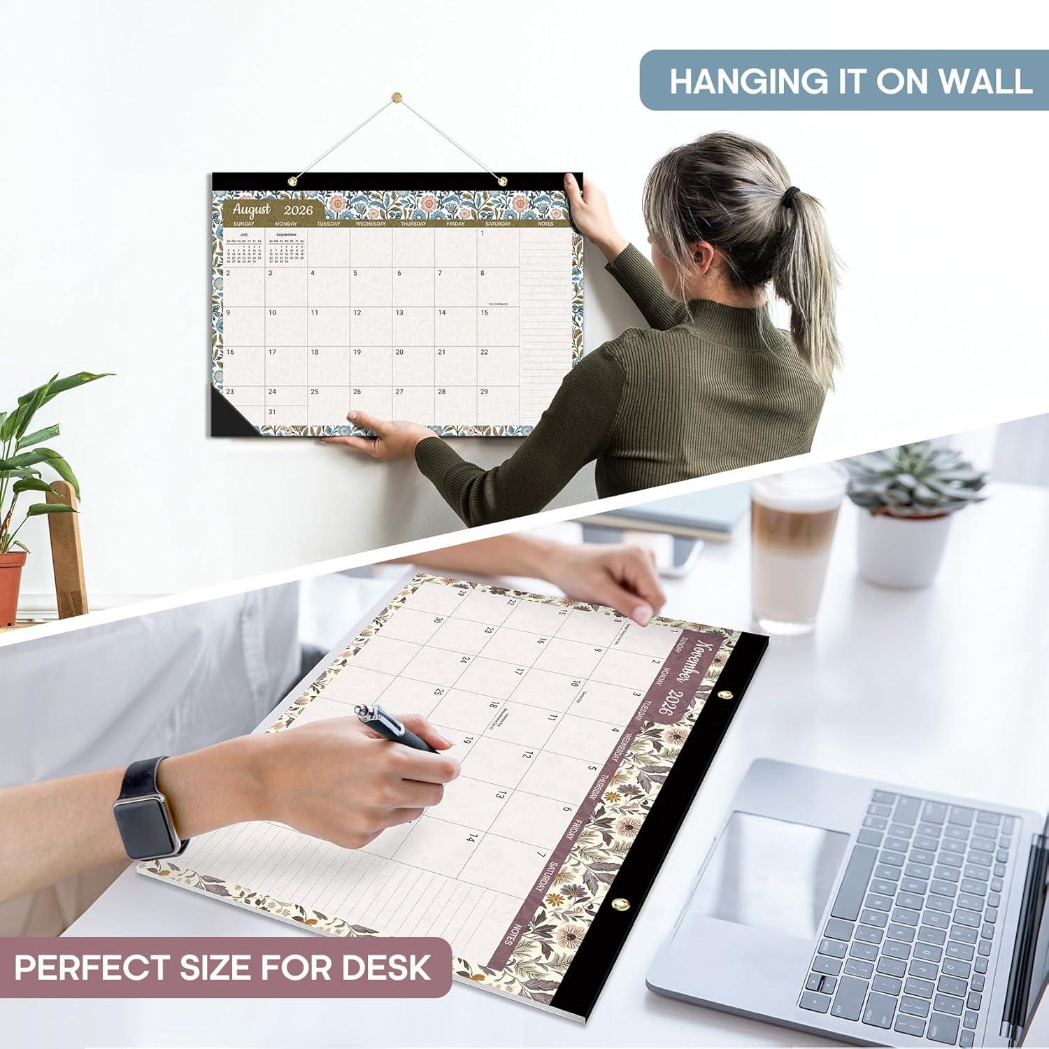 image:imageDesk Calendar 2026 18 Months Calendar Runs from January 2026 to June 2027 Large 17 x 12 DesktopWall Monthly Calendar for Home School or Office Vintage FloralCRustic Botanical