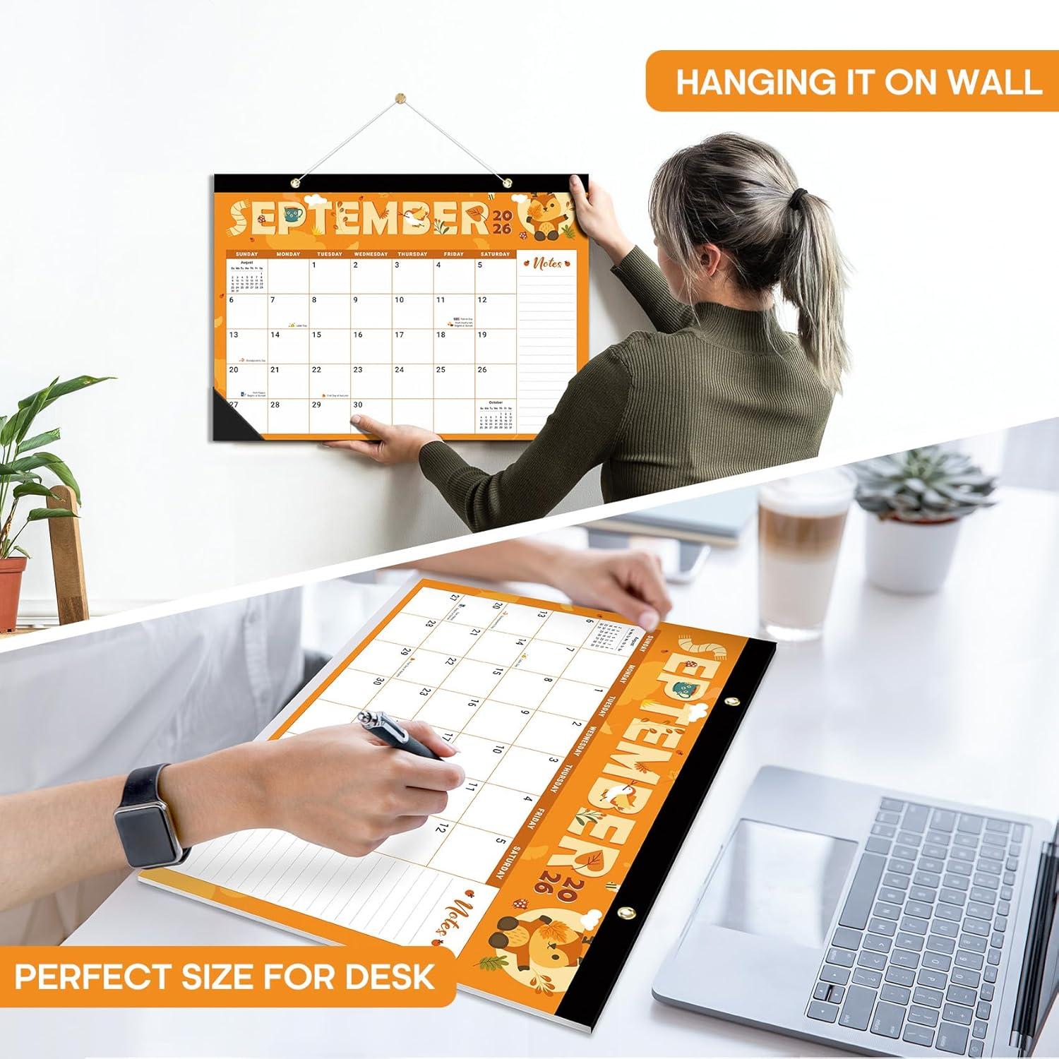 image:imageDesk Calendar 2026 18 Months Calendar Runs from January 2026 to June 2027 Large 17 x 12 DesktopWall Monthly Calendar for Home School or Office Vintage FloralBFestival