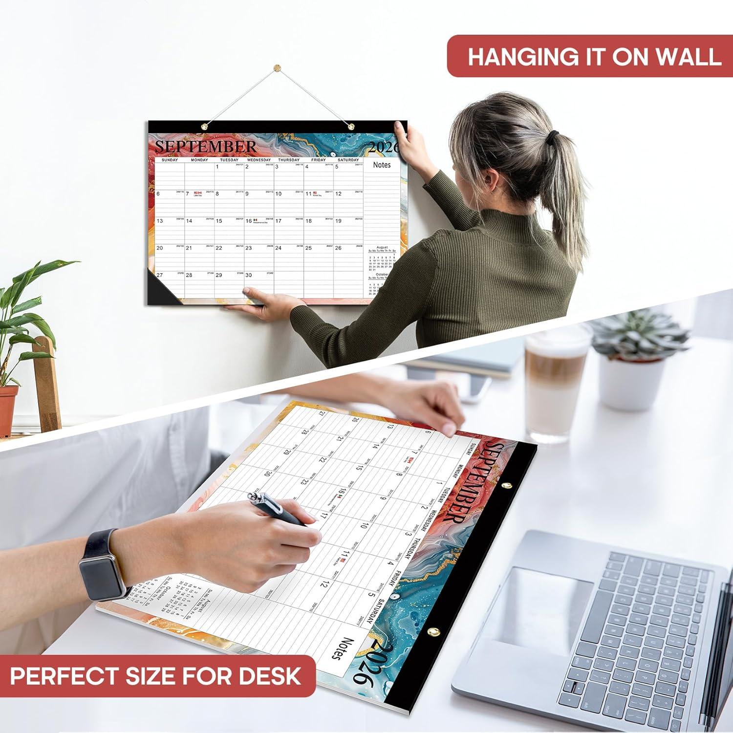 image:imageDesk Calendar 2026 18 Months Calendar Runs from January 2026 to June 2027 Large 17 x 12 DesktopWall Monthly Calendar for Home School or Office Vintage FloralEGilded Elegance