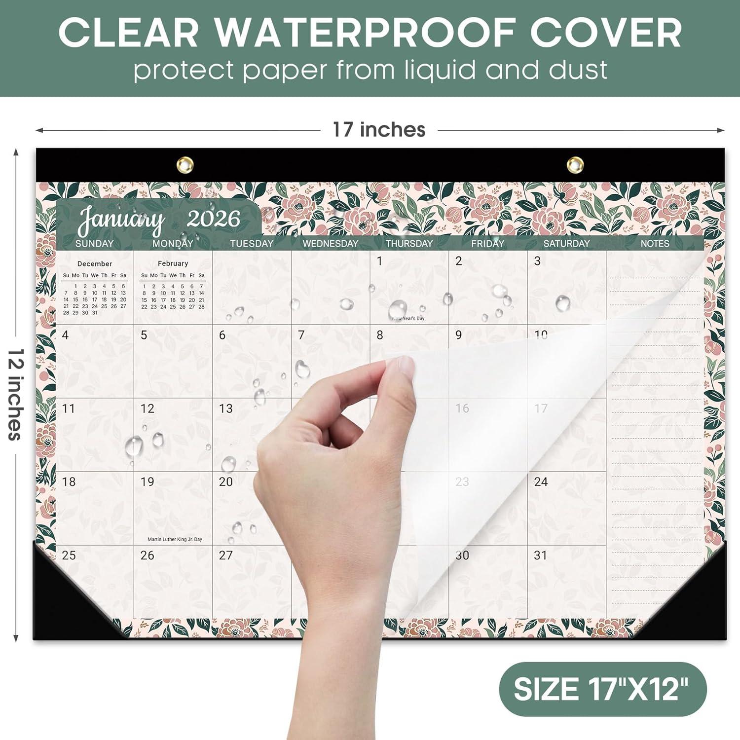 image:imageDesk Calendar 2026 18 Months Calendar Runs from January 2026 to June 2027 Large 17 x 12 DesktopWall Monthly Calendar for Home School or Office Vintage FloralCRustic Botanical