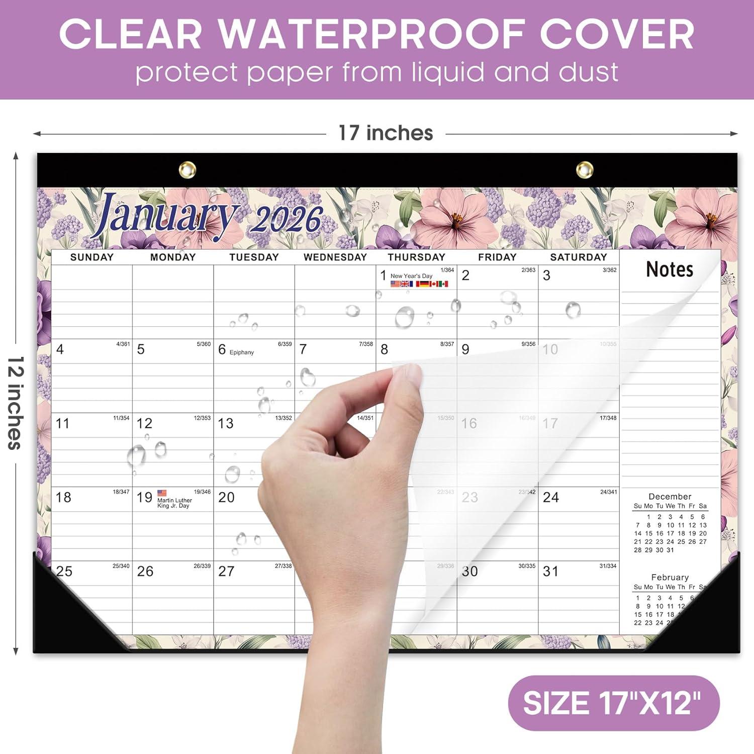image:imageDesk Calendar 2026 18 Months Calendar Runs from January 2026 to June 2027 Large 17 x 12 DesktopWall Monthly Calendar for Home School or Office Vintage FloralAVintage Floral