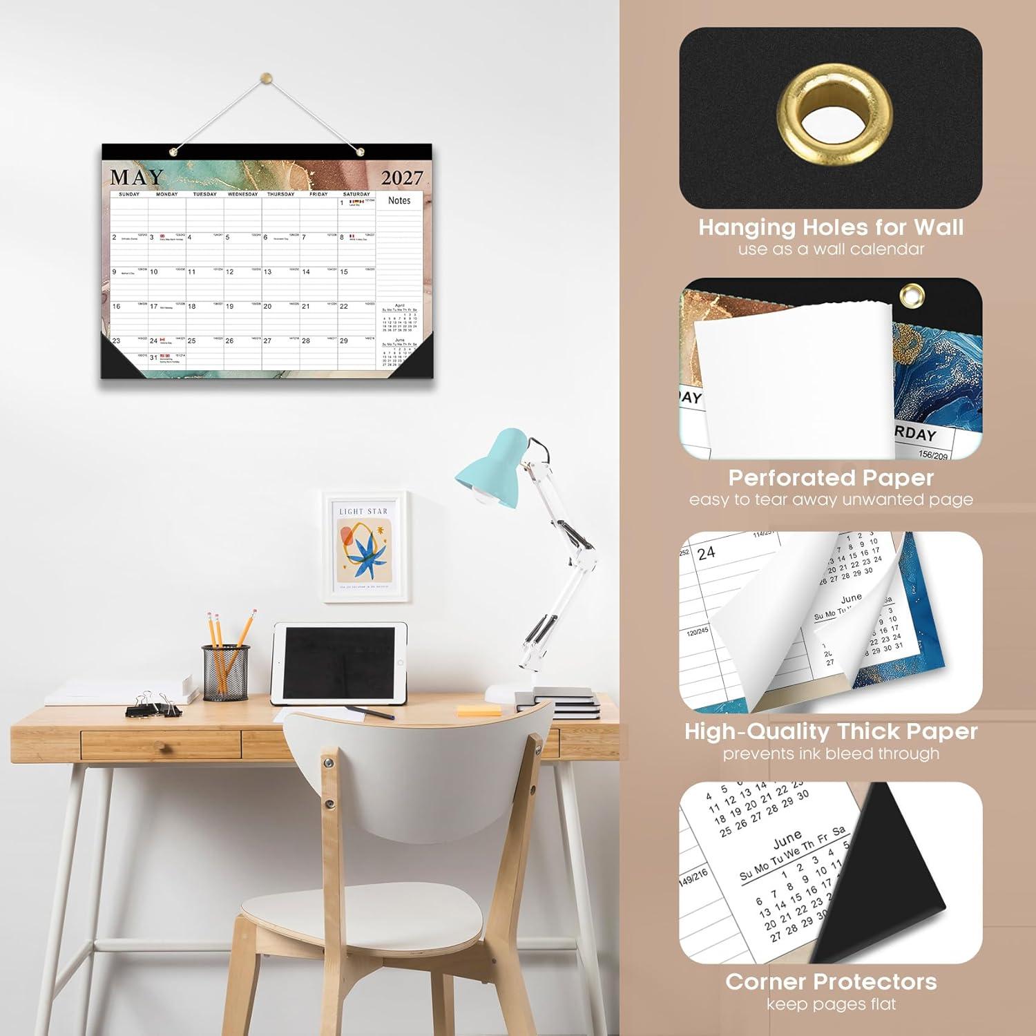 image:imageDesk Calendar 2026 18 Months Calendar Runs from January 2026 to June 2027 Large 17 x 12 DesktopWall Monthly Calendar for Home School or Office Vintage FloralEGilded Elegance