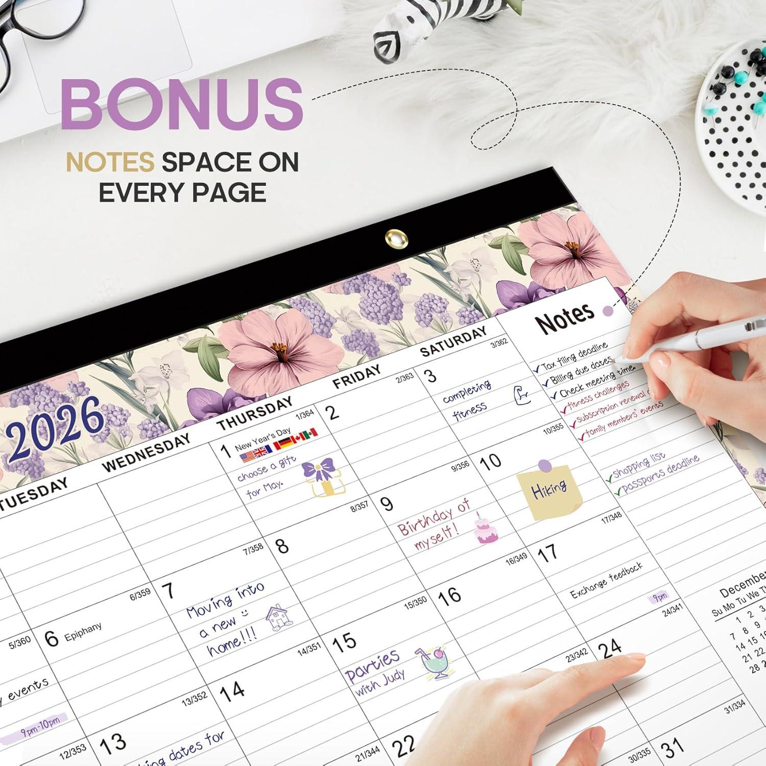 image:imageDesk Calendar 2026 18 Months Calendar Runs from January 2026 to June 2027 Large 17 x 12 DesktopWall Monthly Calendar for Home School or Office Vintage FloralAVintage Floral