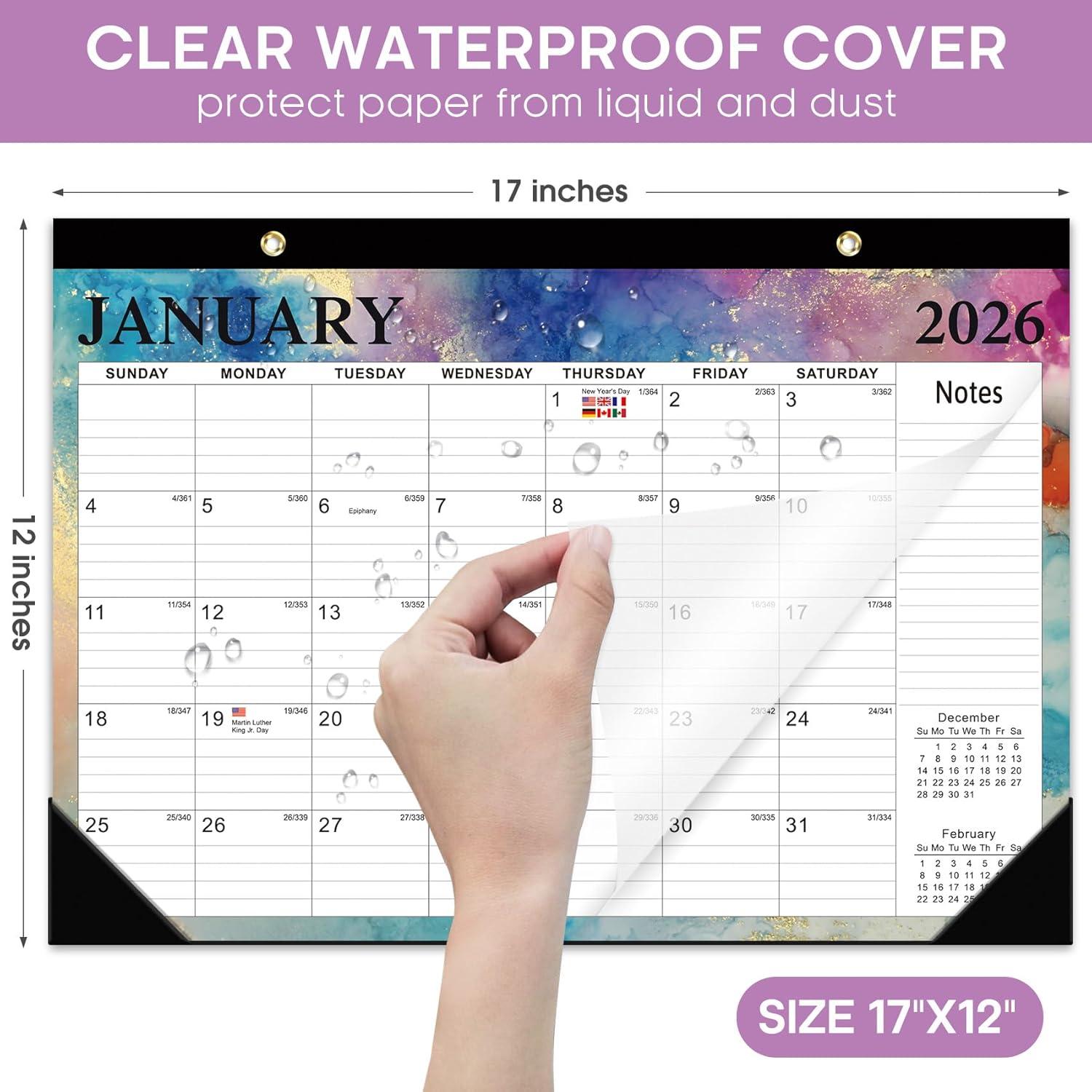 image:imageDesk Calendar 2026 18 Months Calendar Runs from January 2026 to June 2027 Large 17 x 12 DesktopWall Monthly Calendar for Home School or Office Vintage FloralEGilded Elegance