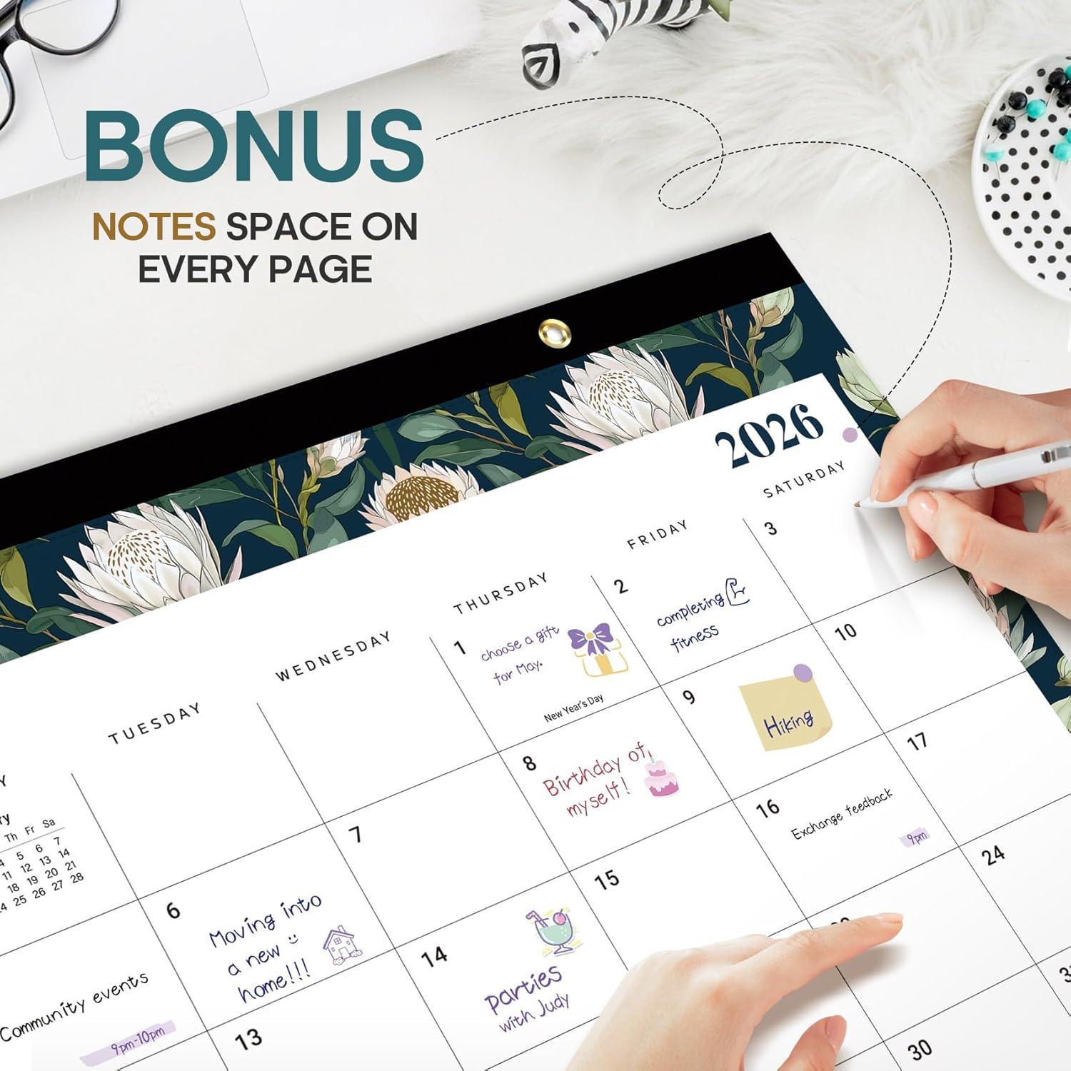 image:imageDesk Calendar 2026 18 Months Calendar Runs from January 2026 to June 2027 Large 17 x 12 DesktopWall Monthly Calendar for Home School or Office Vintage FloralDFloral Luxe