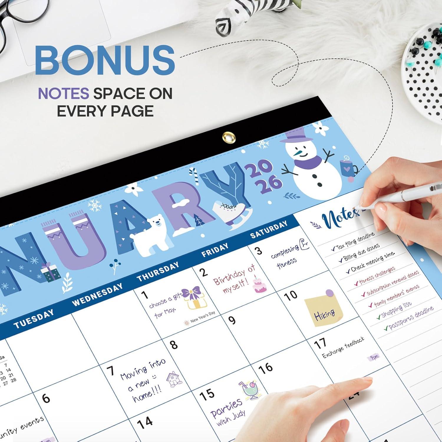 image:imageDesk Calendar 2026 18 Months Calendar Runs from January 2026 to June 2027 Large 17 x 12 DesktopWall Monthly Calendar for Home School or Office Vintage FloralBFestival