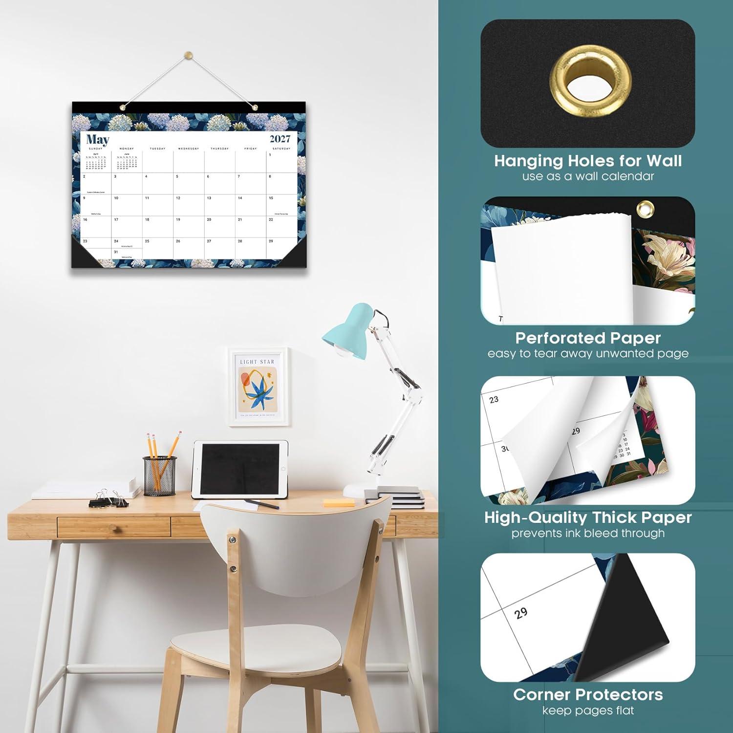 image:imageDesk Calendar 2026 18 Months Calendar Runs from January 2026 to June 2027 Large 17 x 12 DesktopWall Monthly Calendar for Home School or Office Vintage FloralDFloral Luxe
