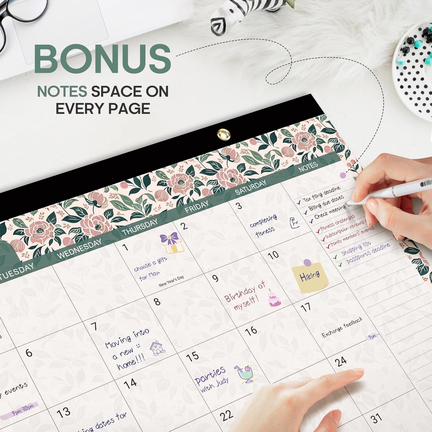 image:imageDesk Calendar 2026 18 Months Calendar Runs from January 2026 to June 2027 Large 17 x 12 DesktopWall Monthly Calendar for Home School or Office Vintage FloralCRustic Botanical