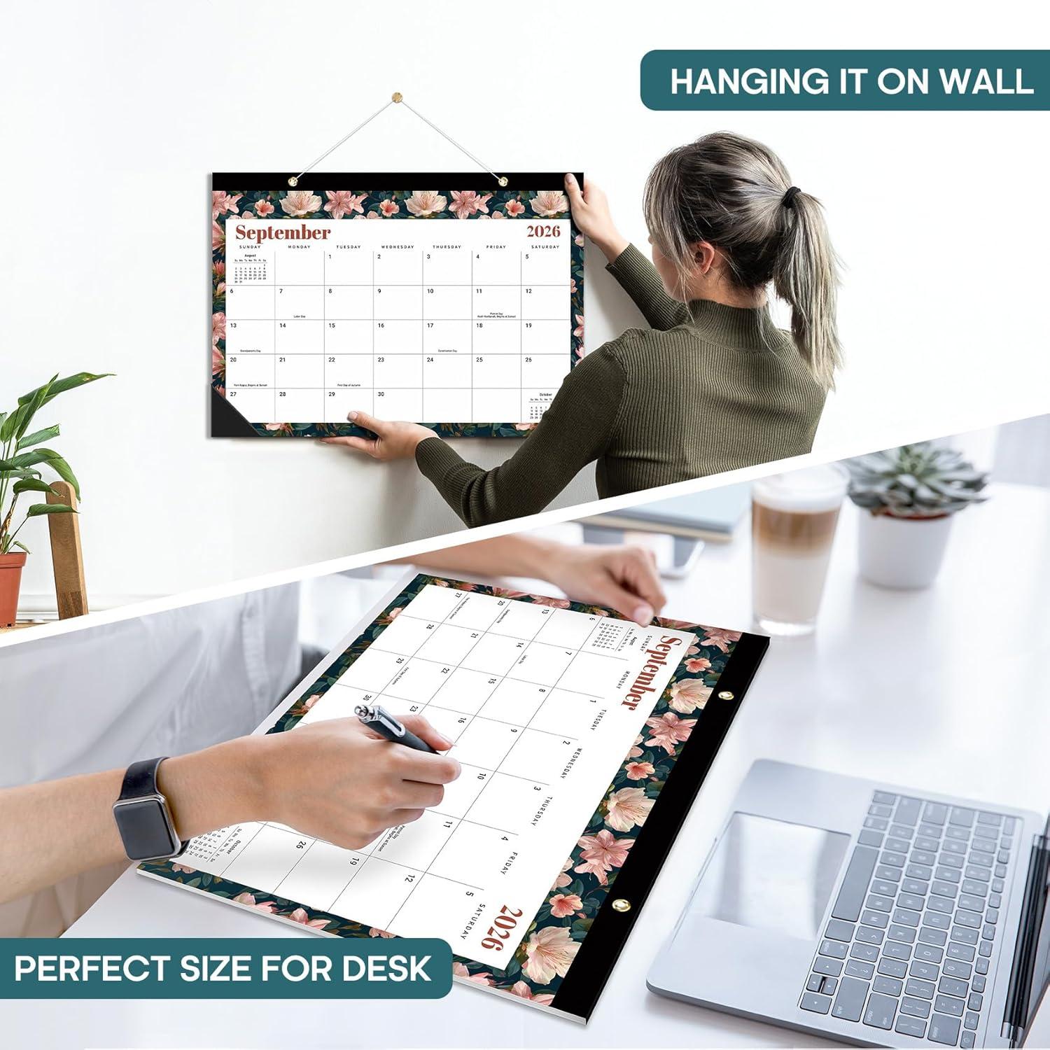 image:imageDesk Calendar 2026 18 Months Calendar Runs from January 2026 to June 2027 Large 17 x 12 DesktopWall Monthly Calendar for Home School or Office Vintage FloralDFloral Luxe