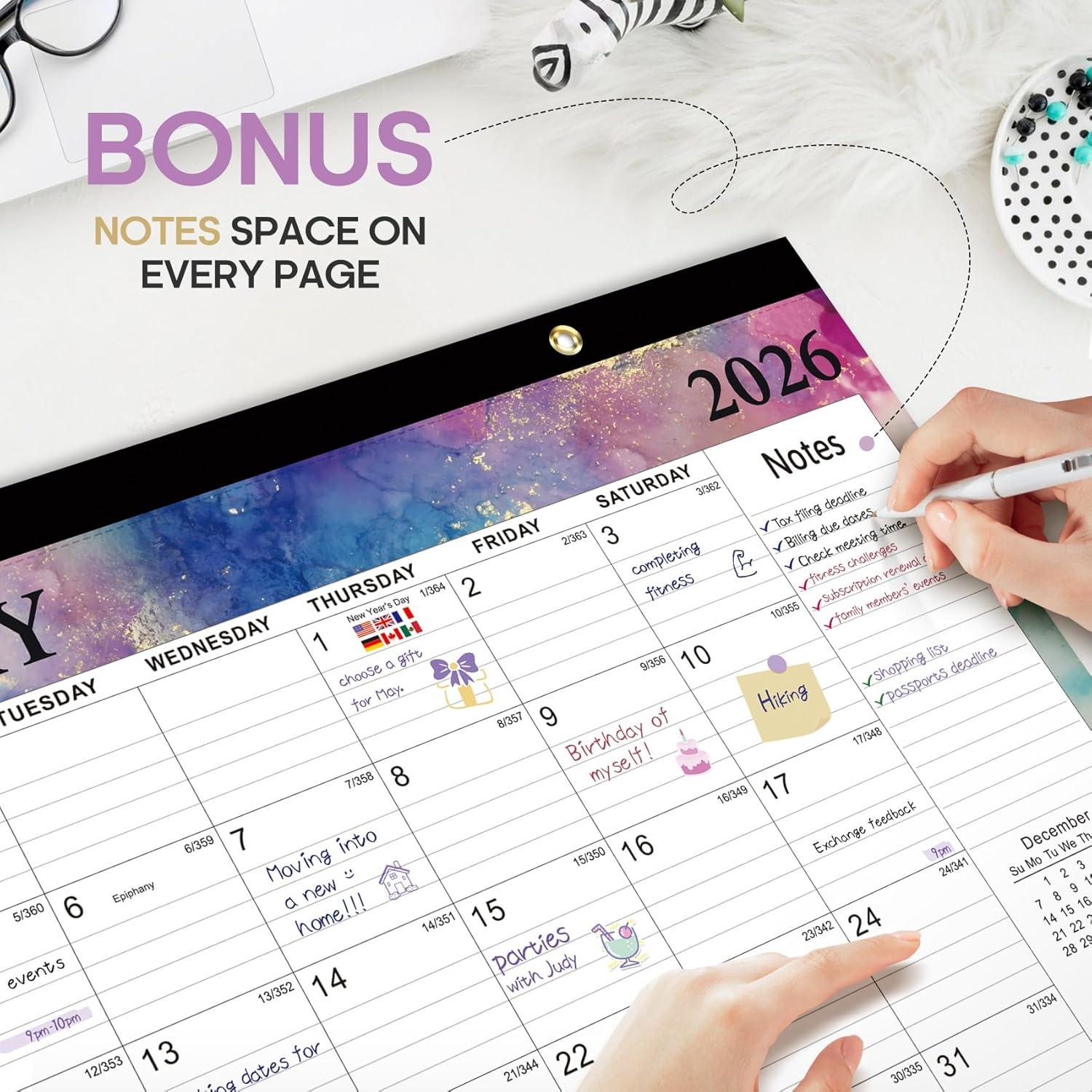 image:imageDesk Calendar 2026 18 Months Calendar Runs from January 2026 to June 2027 Large 17 x 12 DesktopWall Monthly Calendar for Home School or Office Vintage FloralEGilded Elegance