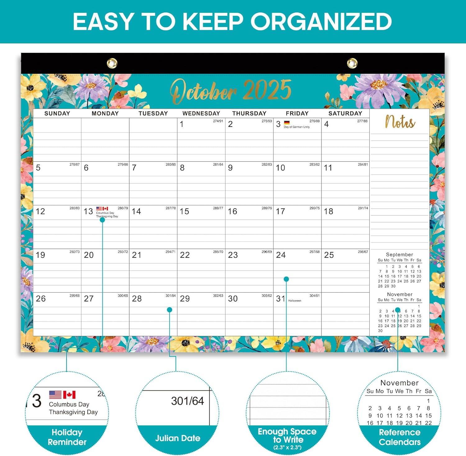 image:imageDesk Calendar 20262027 21Month Calendar Runs Until June 2027 Large 17 x 12 Monthly Desktop amp Wall Calendar for Home amp Office FloralaFloral