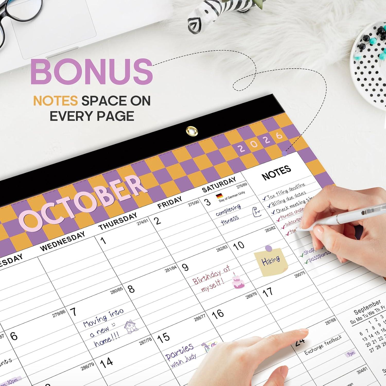 image:imageDesk Calendar 20262027 21Month Calendar Runs Until June 2027 Large 17 x 12 Monthly Desktop amp Wall Calendar for Home amp Office FloralcCheckered