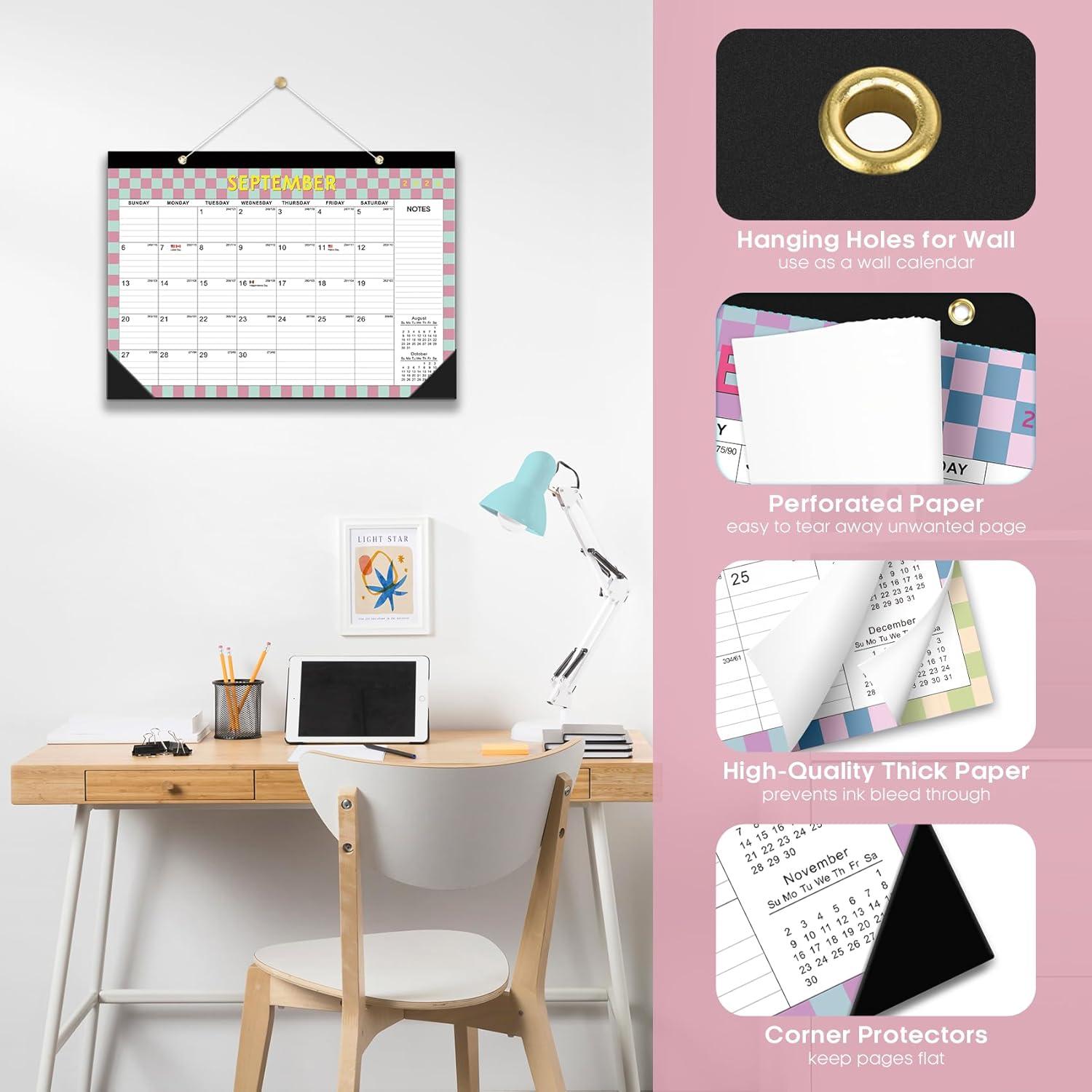 image:imageDesk Calendar 20262027 21Month Calendar Runs Until June 2027 Large 17 x 12 Monthly Desktop amp Wall Calendar for Home amp Office FloralcCheckered