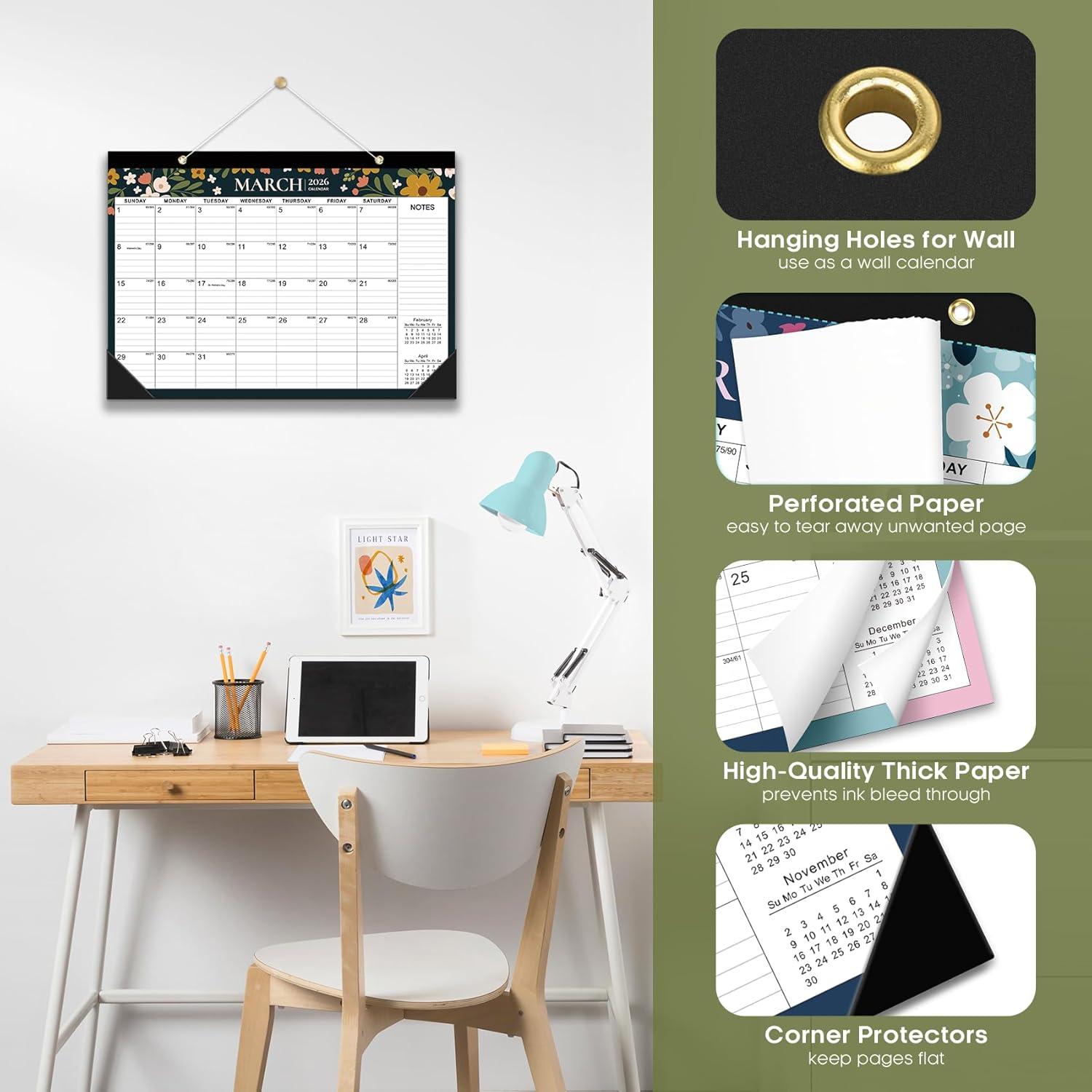 image:imageDesk Calendar 20262027 21Month Calendar Runs Until June 2027 Large 17 x 12 Monthly Desktop amp Wall Calendar for Home amp Office FloraldTwilight Petals