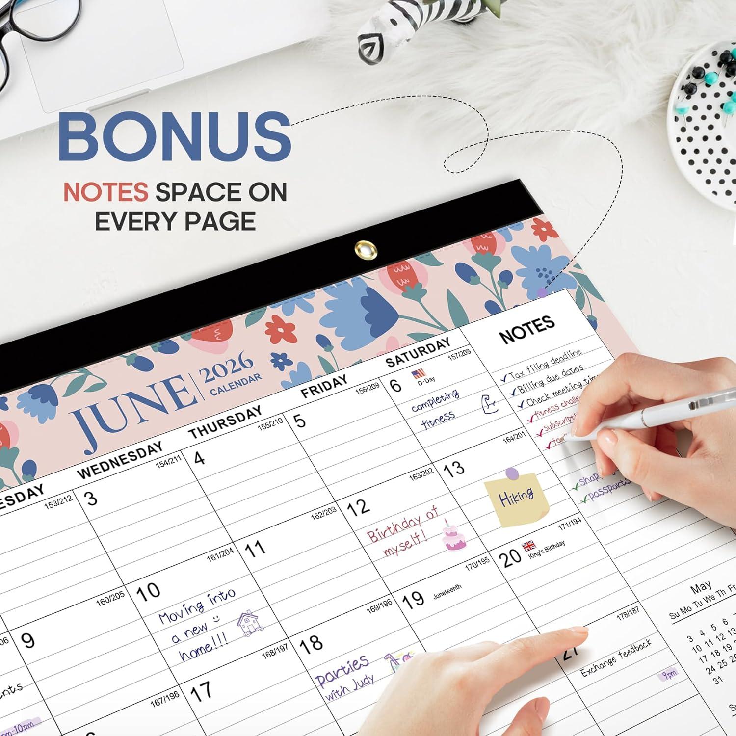 image:imageDesk Calendar 20262027 21Month Calendar Runs Until June 2027 Large 17 x 12 Monthly Desktop amp Wall Calendar for Home amp Office FloraldTwilight Petals