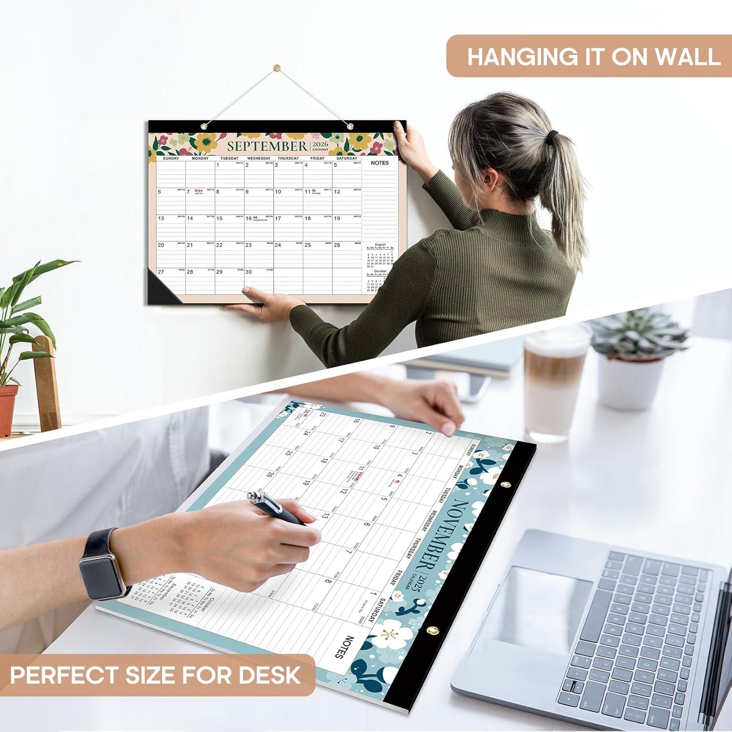 image:imageDesk Calendar 20262027 21Month Calendar Runs Until June 2027 Large 17 x 12 Monthly Desktop amp Wall Calendar for Home amp Office FloraldTwilight Petals