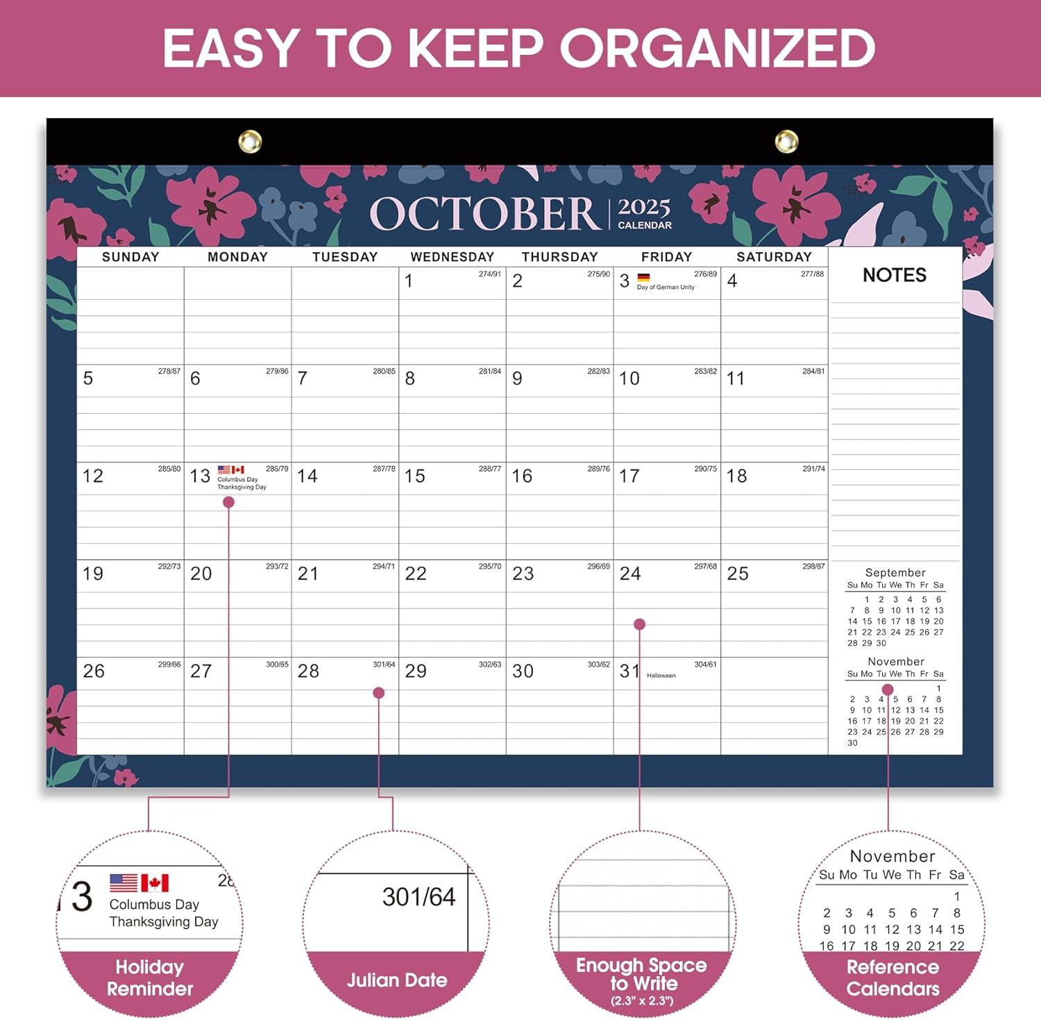 image:imageDesk Calendar 20262027 21Month Calendar Runs Until June 2027 Large 17 x 12 Monthly Desktop amp Wall Calendar for Home amp Office FloraldTwilight Petals