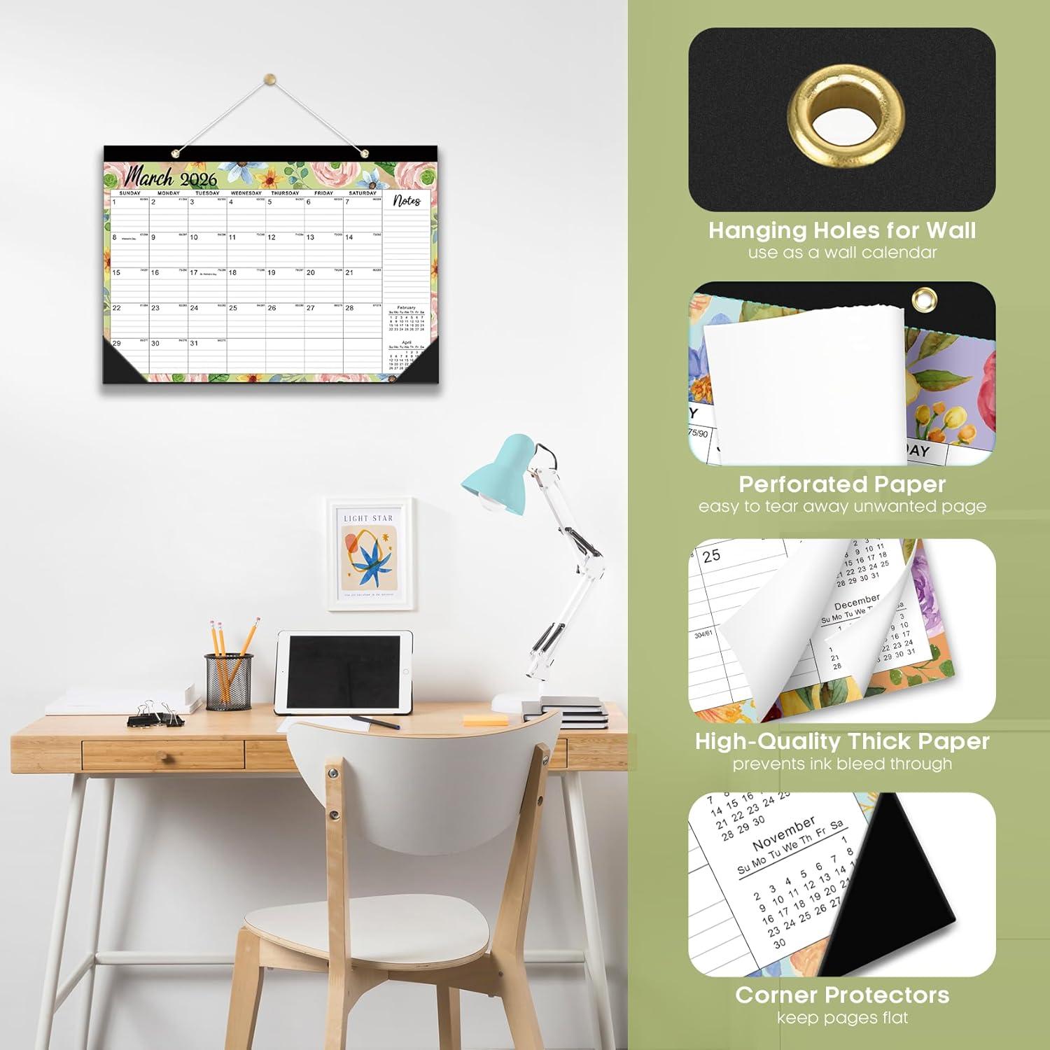 image:imageDesk Calendar 20262027 21Month Calendar Runs Until June 2027 Large 17 x 12 Monthly Desktop amp Wall Calendar for Home amp Office FloralgBotanic Whimsy3Pack