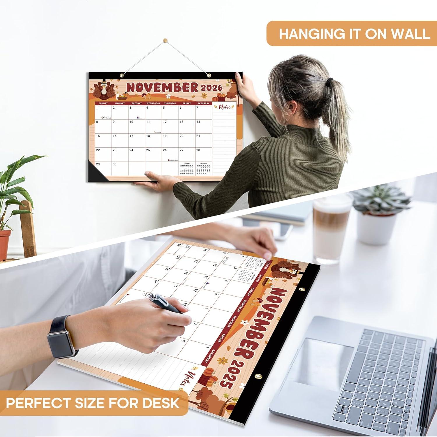 image:imageDesk Calendar 20262027 21Month Calendar Runs Until June 2027 Large 17 x 12 Monthly Desktop amp Wall Calendar for Home amp Office FloraljWatercolor Festival3Pack