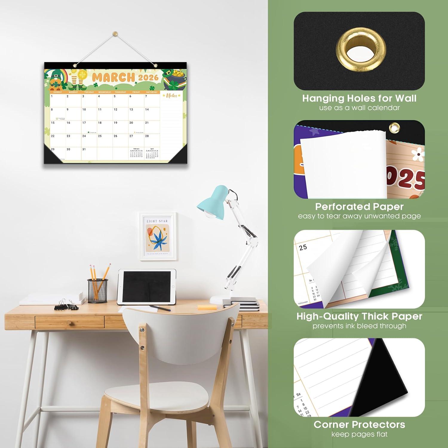image:imageDesk Calendar 20262027 21Month Calendar Runs Until June 2027 Large 17 x 12 Monthly Desktop amp Wall Calendar for Home amp Office FloraljWatercolor Festival3Pack