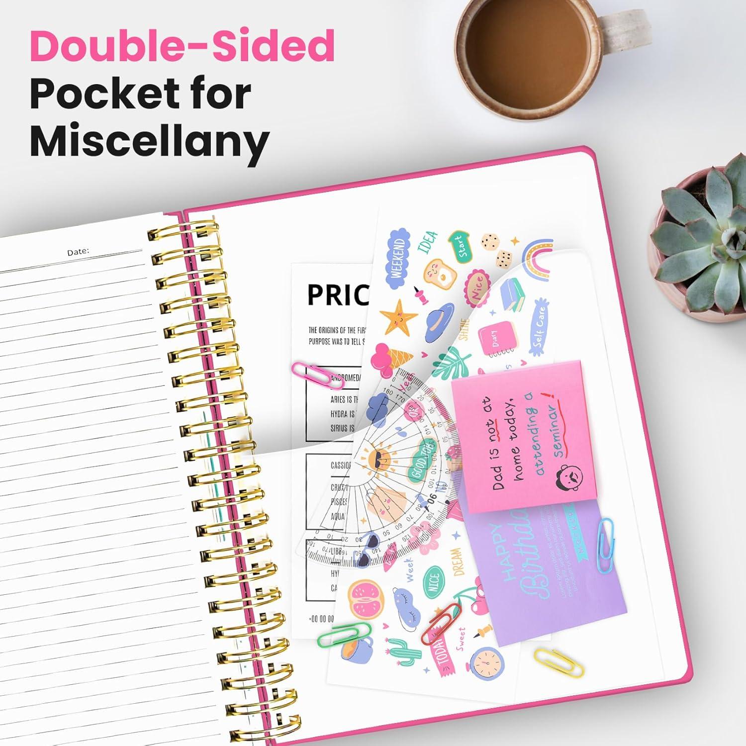 image:imageHardcover Spiral Journal Notebooks for Work With Removable Dividers amp Tabs 85x11 5 Subject Notebook for Note Taking amp Organizer A4 College Ruled Lined Journal for Women amp Writing Green 280 PagesNBerry Pink
