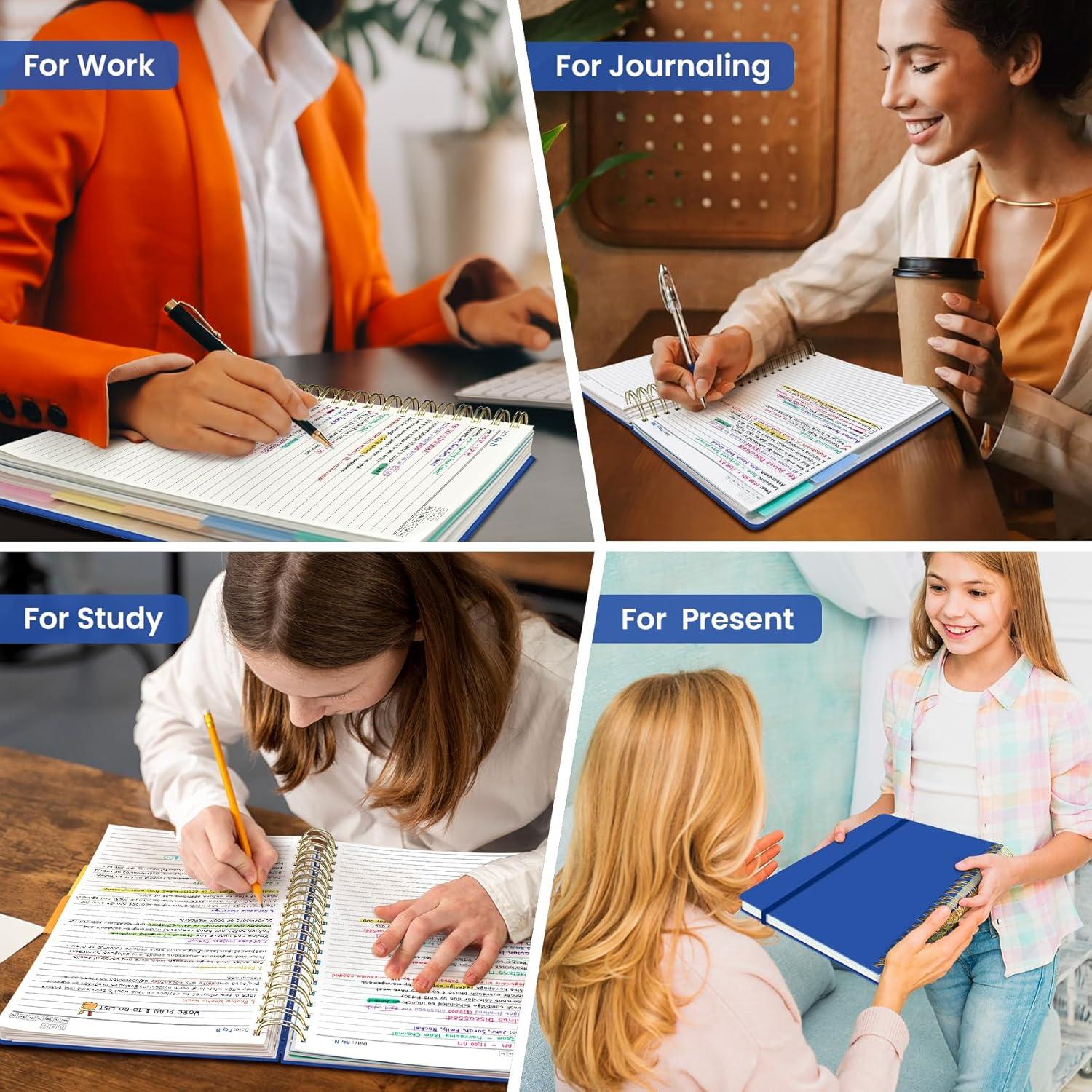 image:imageHardcover Spiral Journal Notebooks for Work With Removable Dividers amp Tabs 85x11 5 Subject Notebook for Note Taking amp Organizer A4 College Ruled Lined Journal for Women amp Writing Green 280 PagesHRoyal Blue
